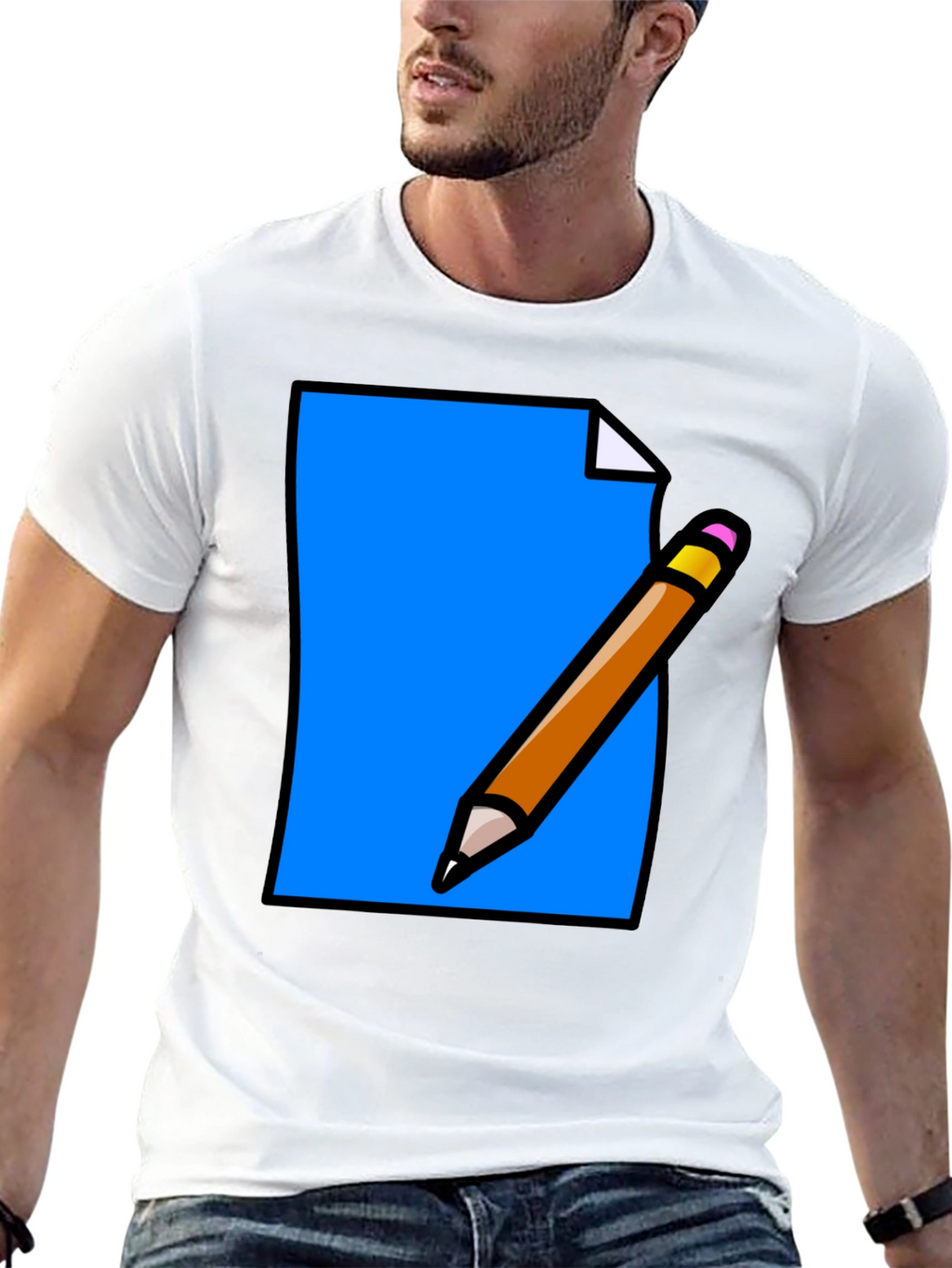 Note & Pencil Graphic Tee - Black