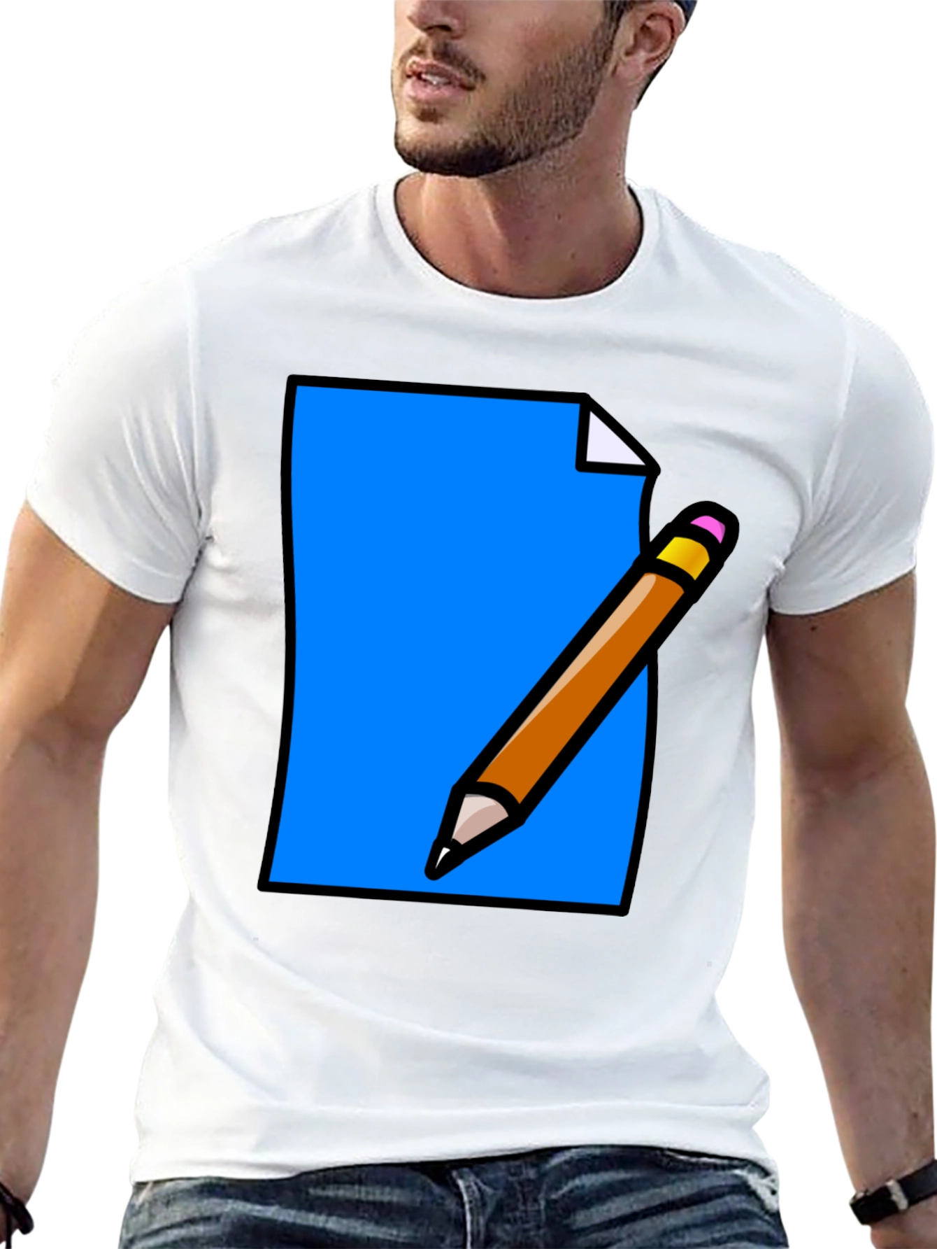 Note & Pencil Graphic Tee - Black