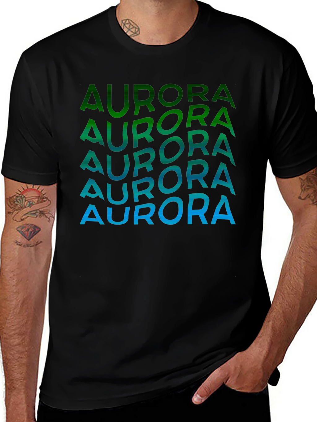 Aurora Gradient Graphic T-Shirt - Black