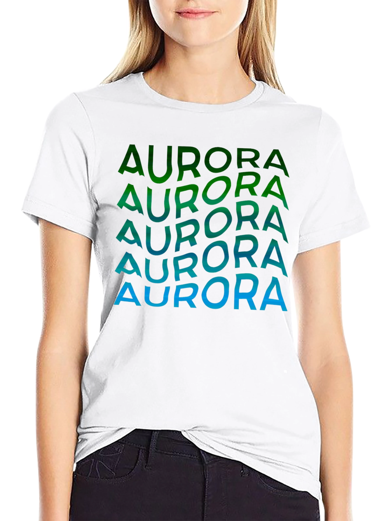 Aurora Gradient Graphic T-Shirt - Black