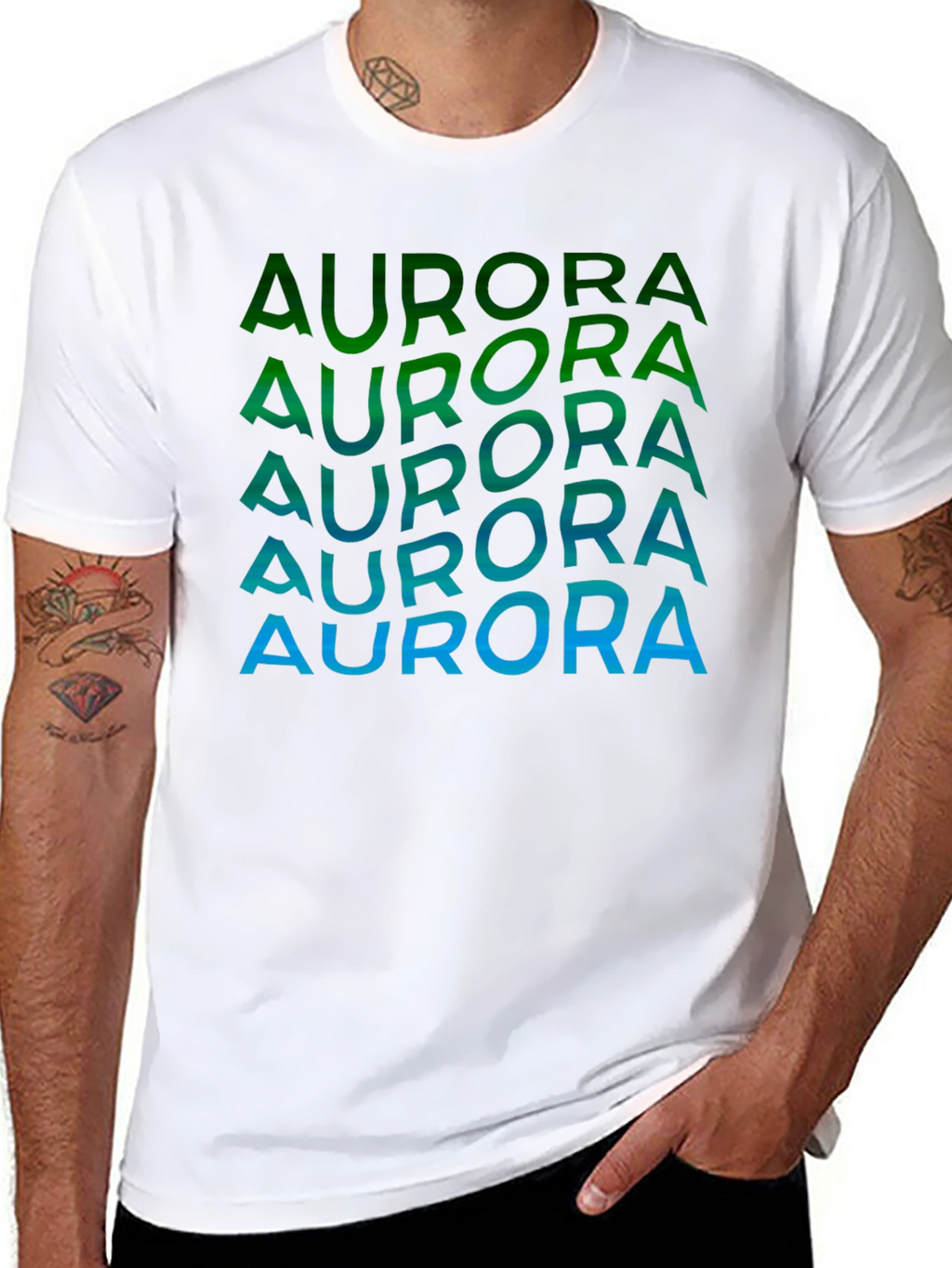 Aurora Gradient Graphic T-Shirt - Black