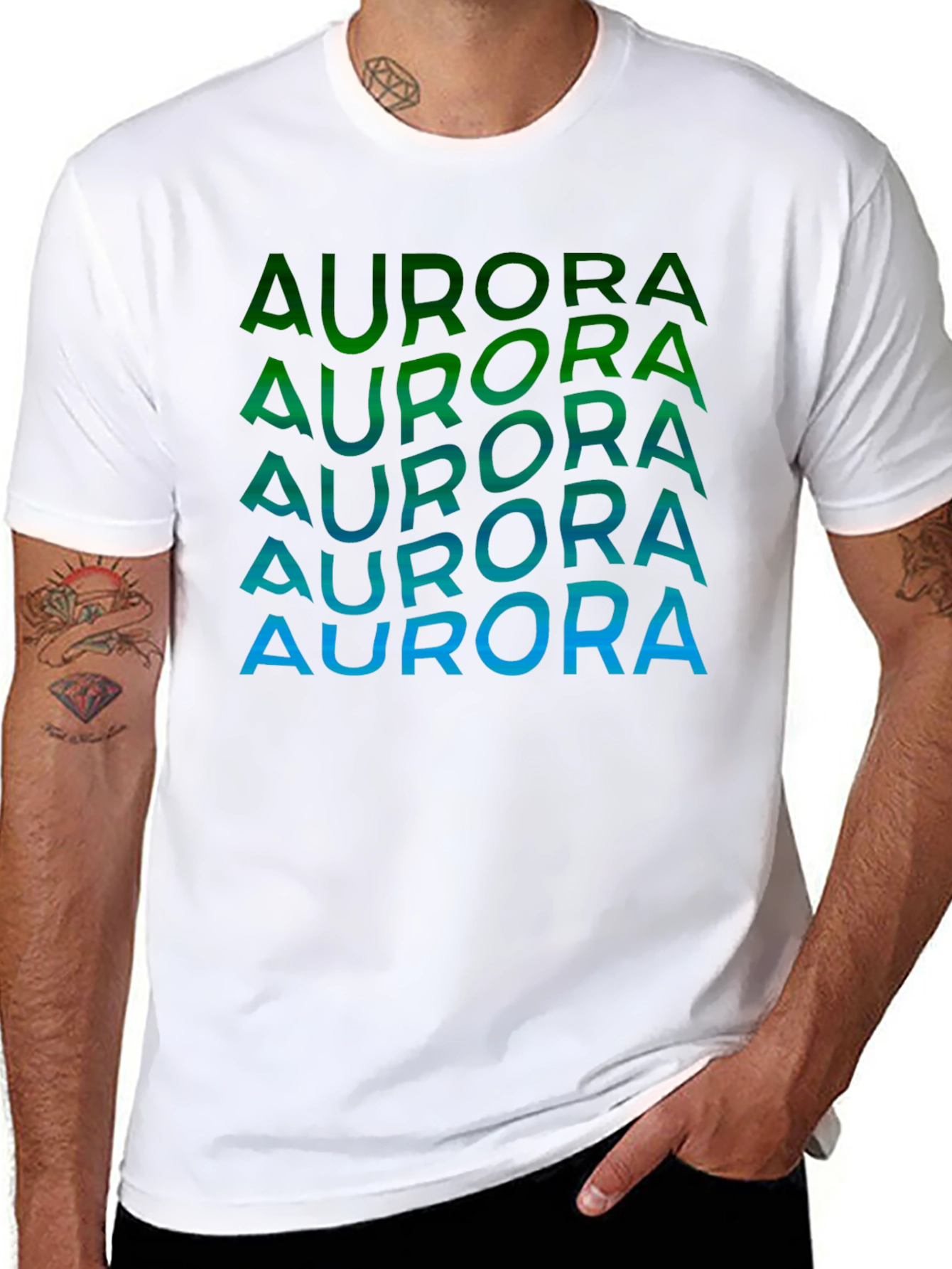 Aurora Gradient Graphic T-Shirt - Black