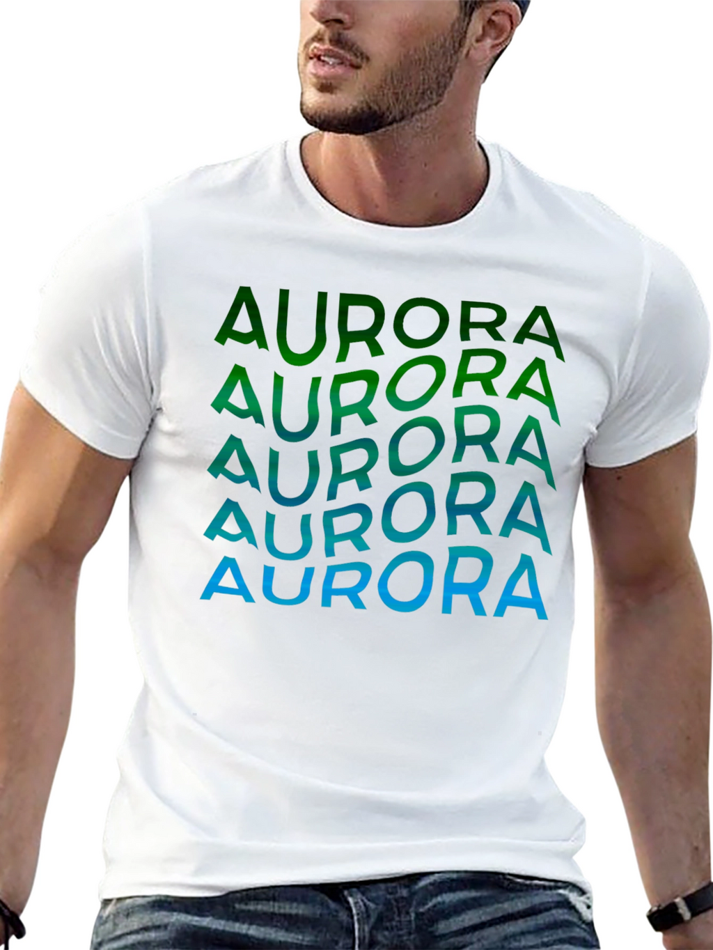 Aurora Gradient Graphic T-Shirt - Black