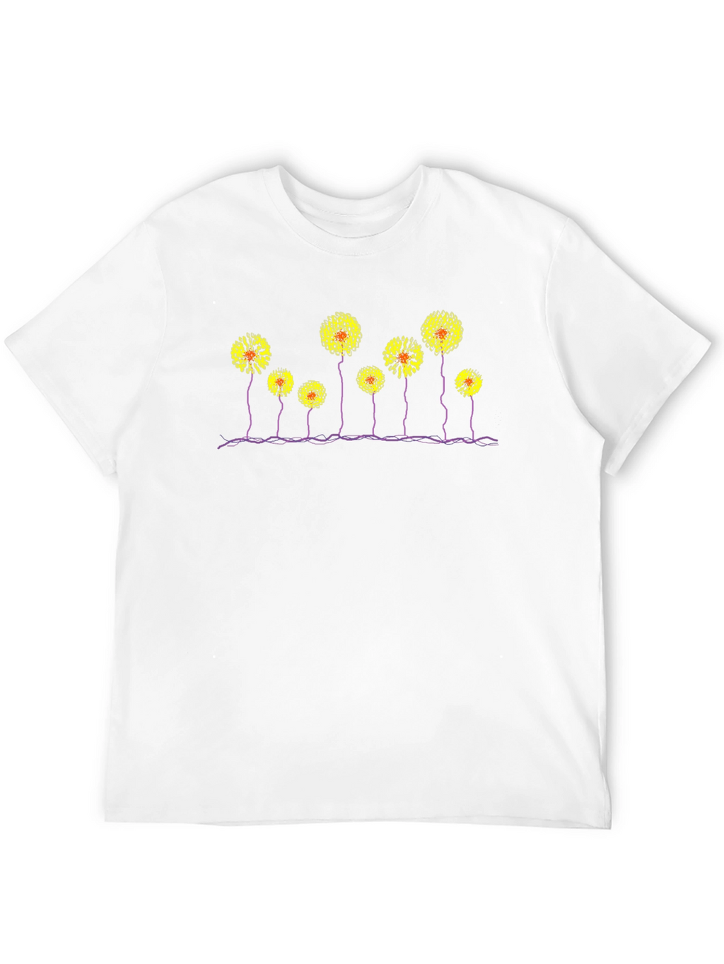 Black T-Shirt with Abstract Flower Design