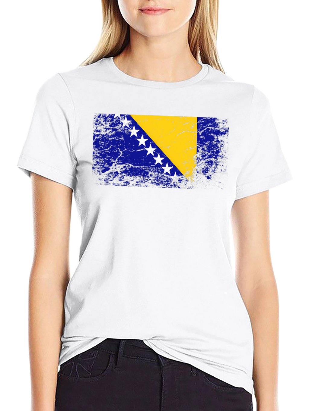 Bosnia Flag Graphic T-Shirt - Distressed Look