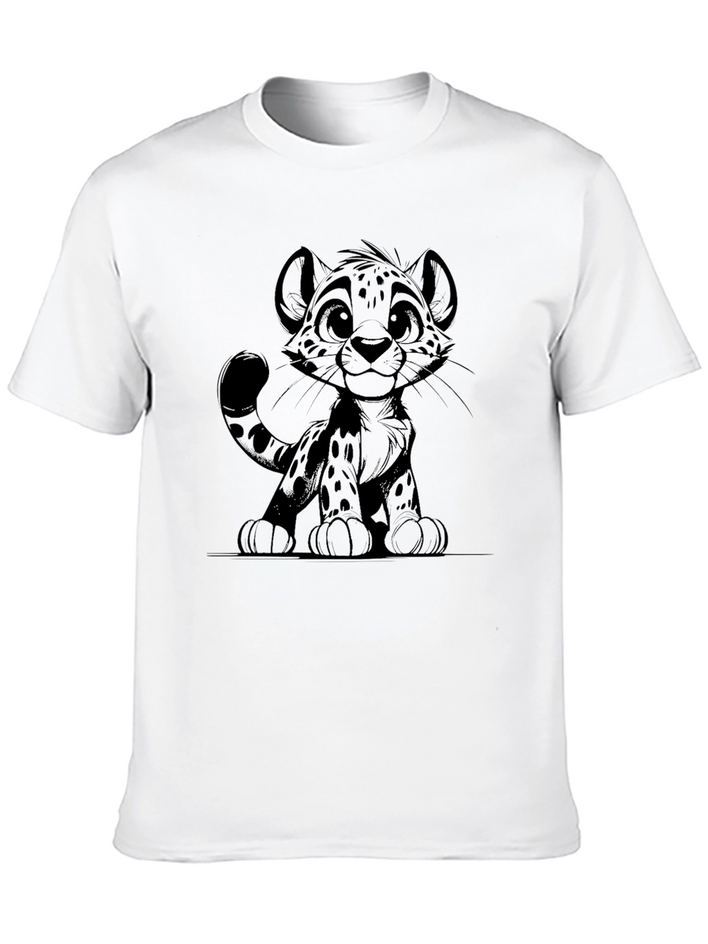 Cute Cartoon Cheetah Graphic Tee - Black T-Shirt