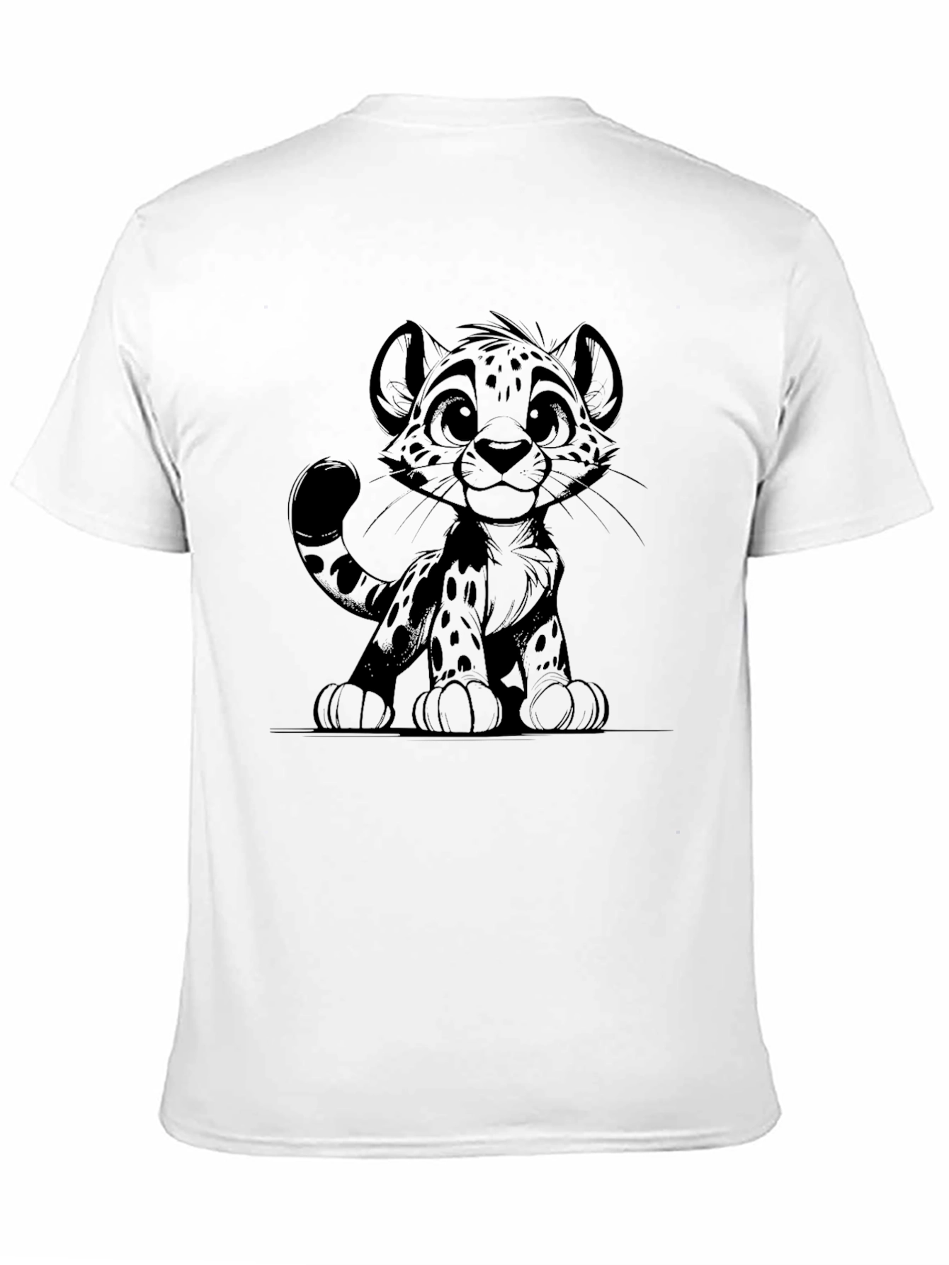 Cute Cartoon Cheetah Graphic Tee - Black T-Shirt