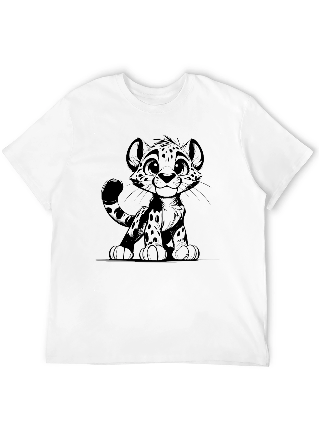 Cute Cartoon Cheetah Graphic Tee - Black T-Shirt