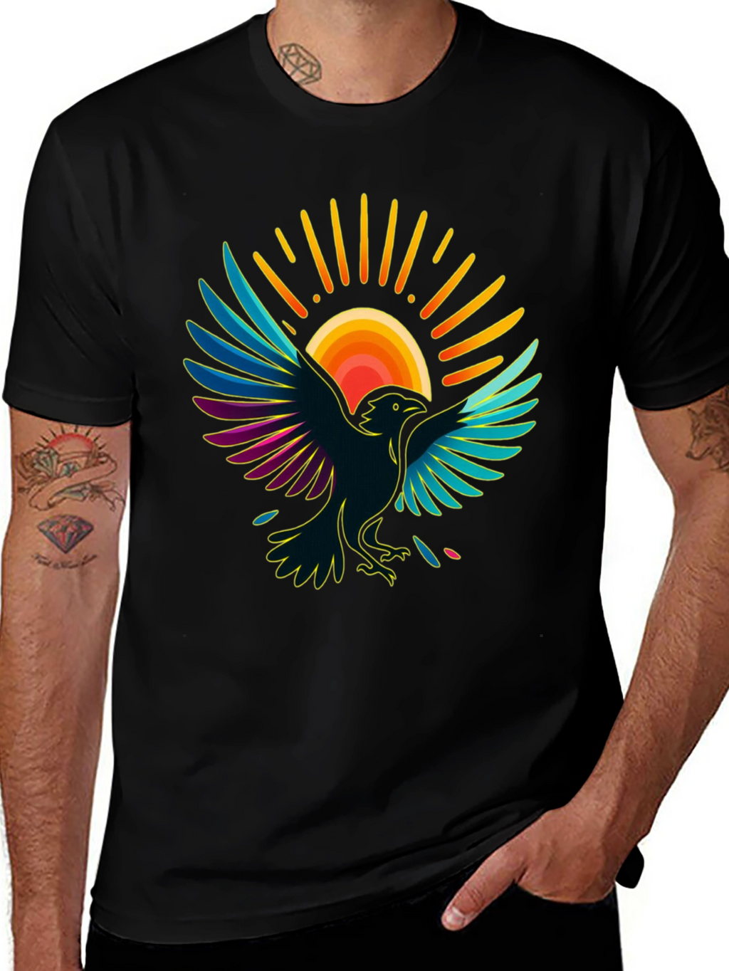 Raven Sun T-Shirt - Artistic Graphic Tee