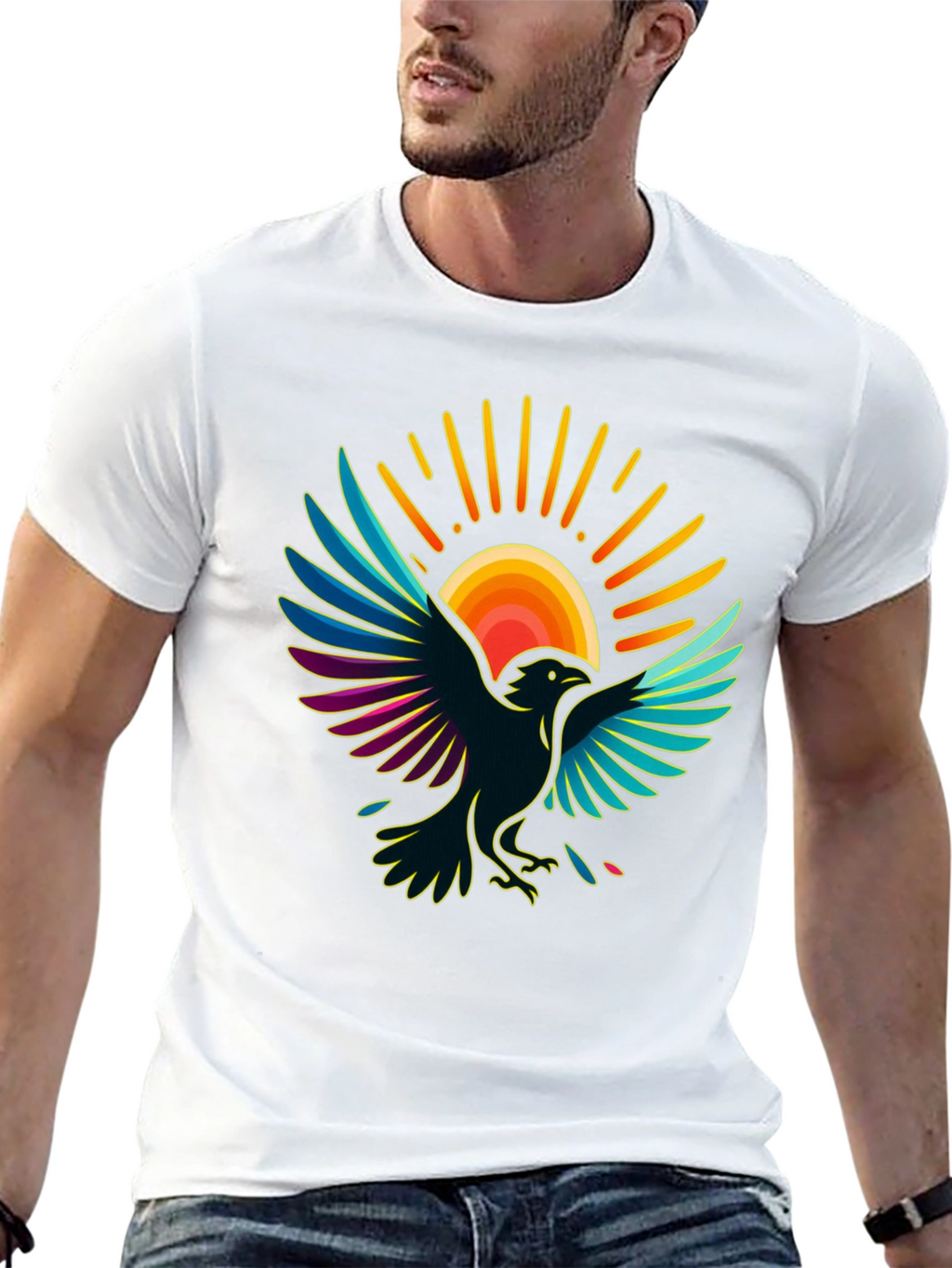 Raven Sun T-Shirt - Artistic Graphic Tee