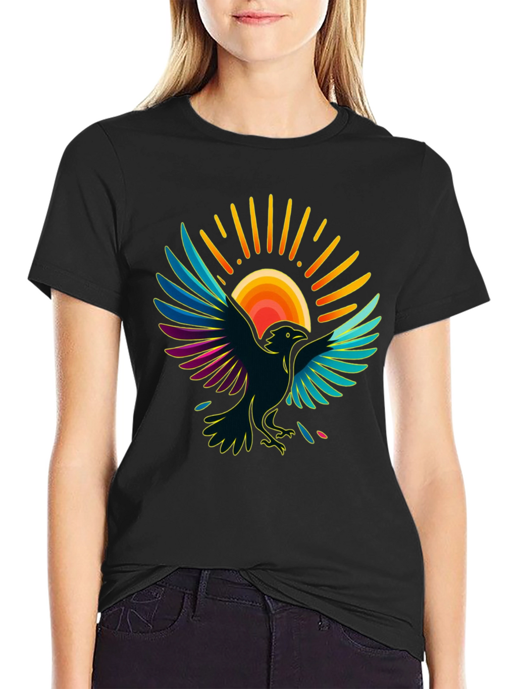 Raven Sun T-Shirt - Artistic Graphic Tee