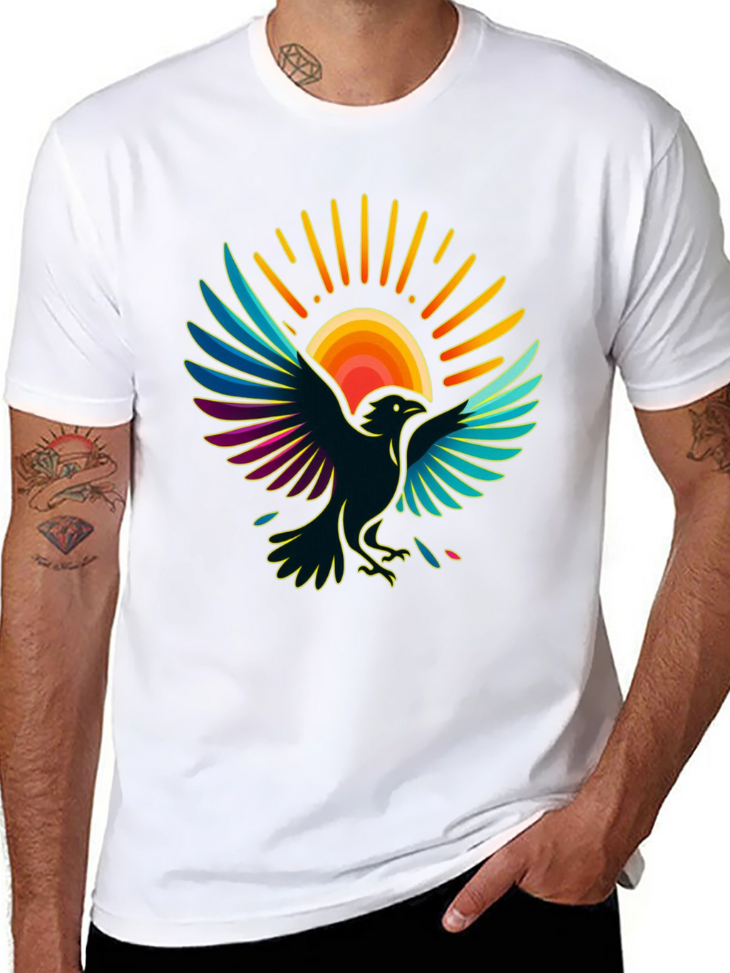 Raven Sun T-Shirt - Artistic Graphic Tee