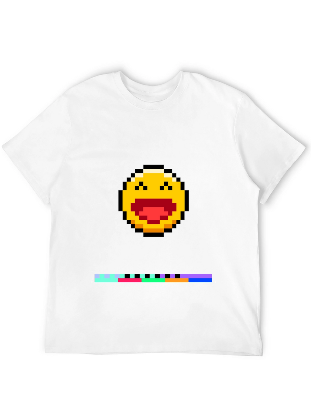 Pixel Laughing Emoji Tee - Black Crew Neck