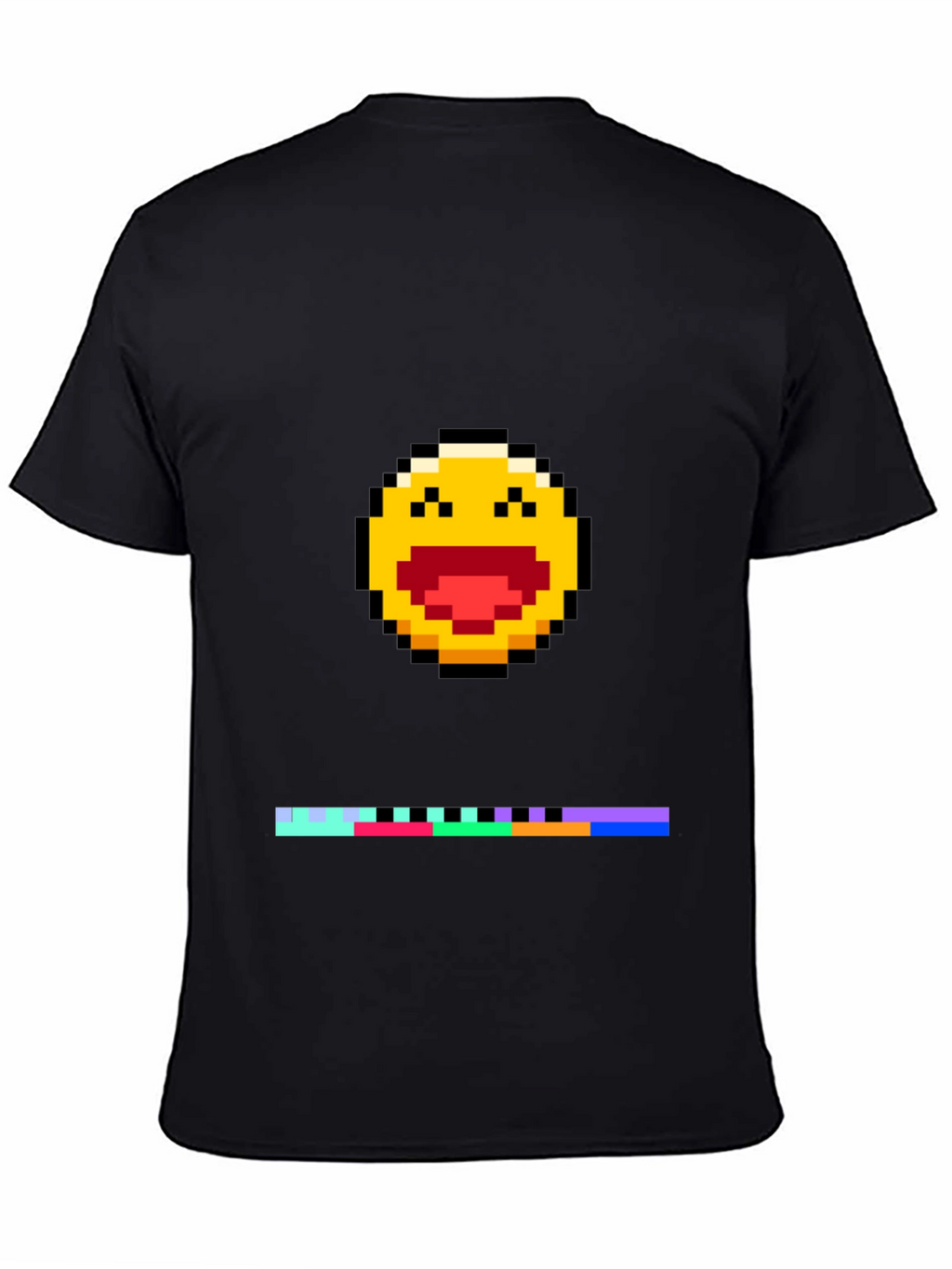 Pixel Laughing Emoji Tee - Black Crew Neck
