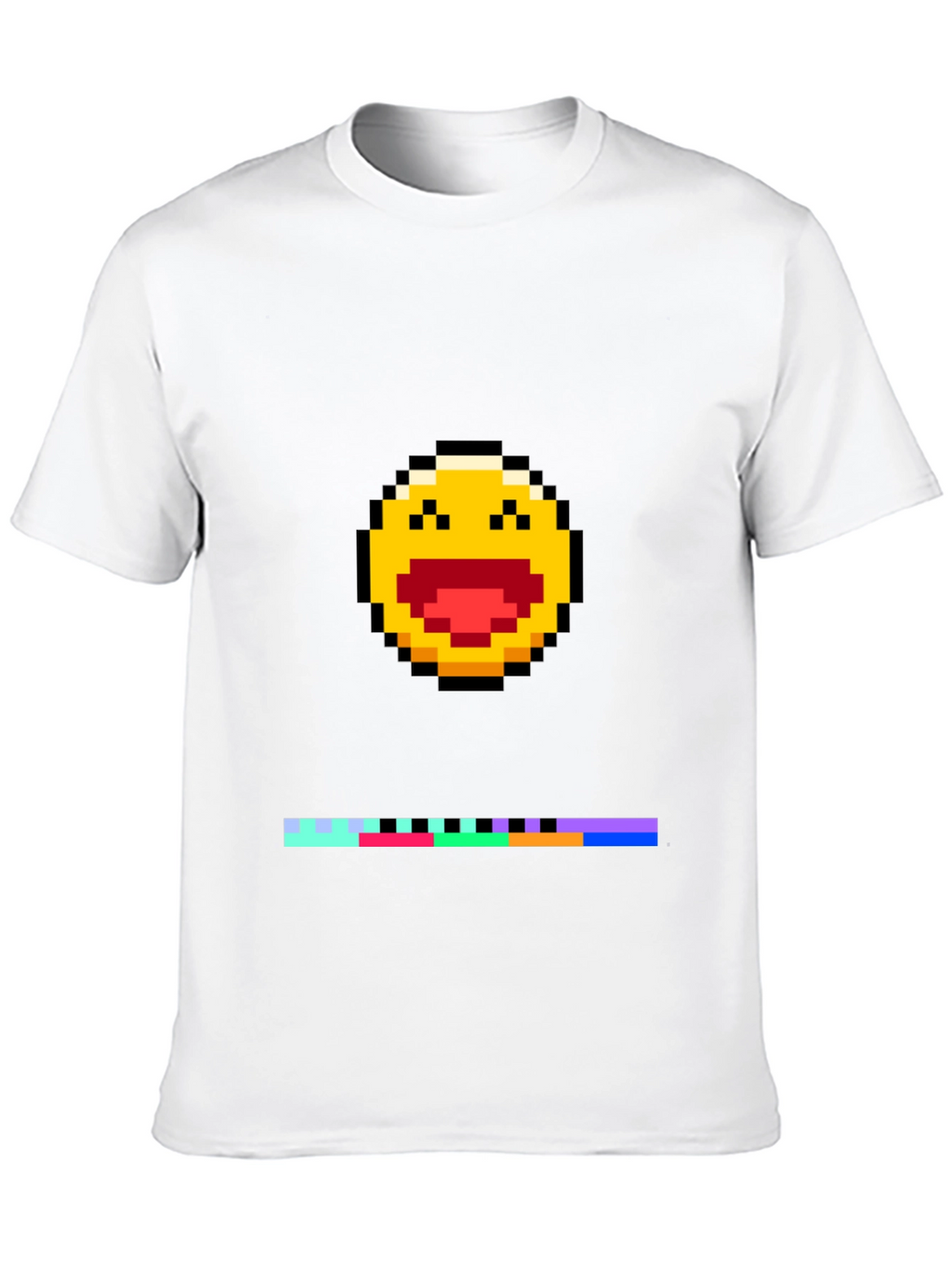 Pixel Laughing Emoji Tee - Black Crew Neck