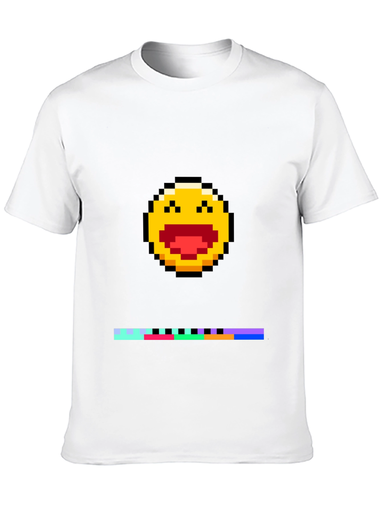 Pixel Laughing Emoji Tee - Black Crew Neck
