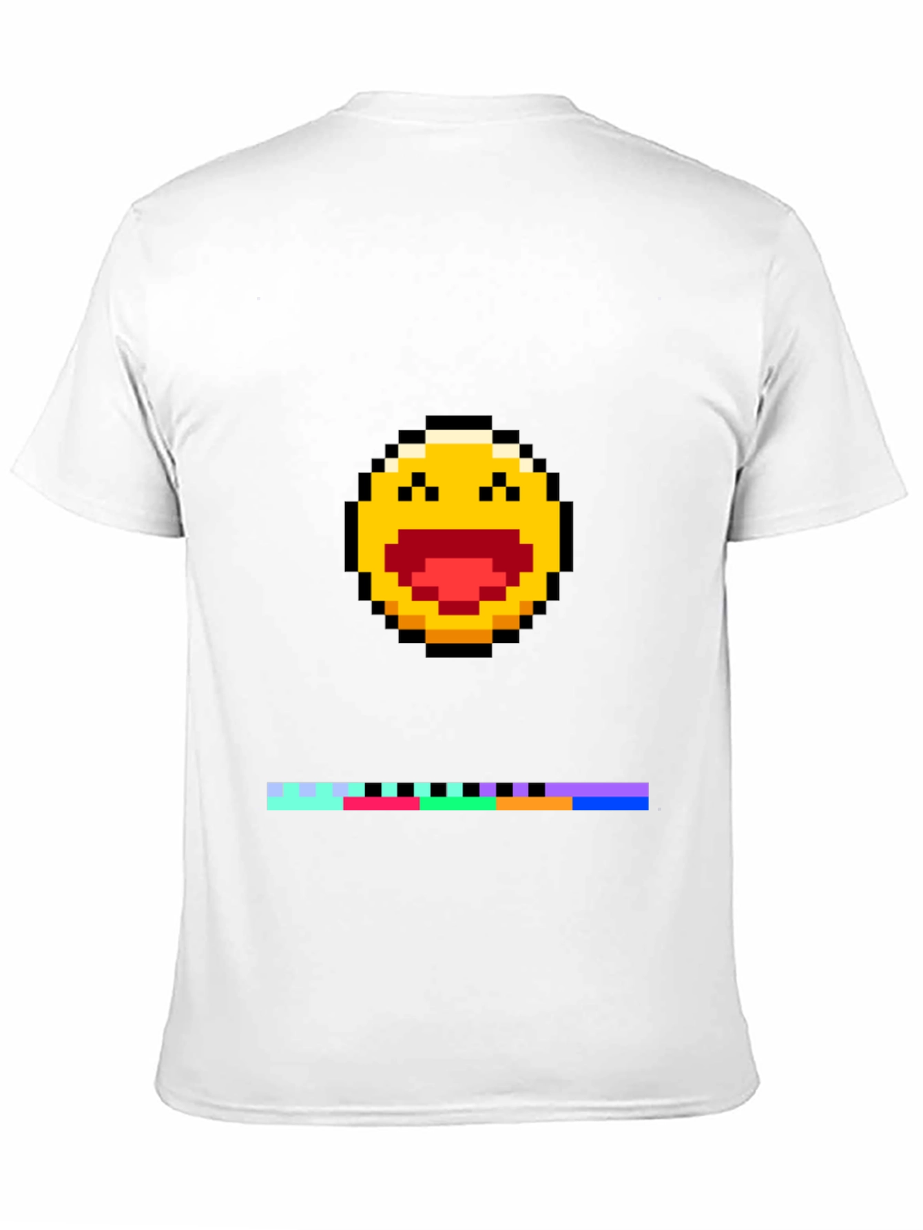 Pixel Laughing Emoji Tee - Black Crew Neck