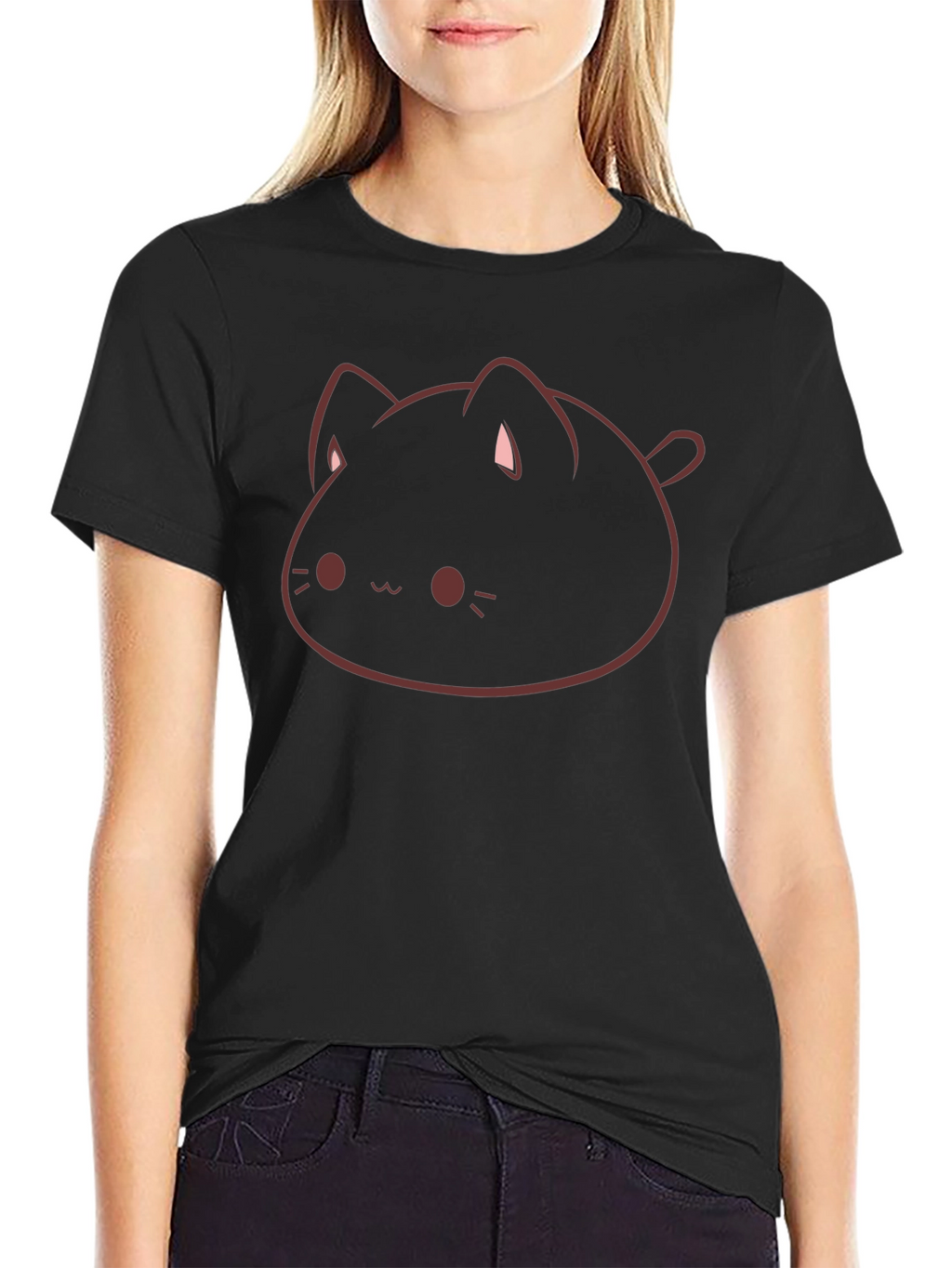Cute Cat Blob Graphic Tee - Soft Cotton Blend