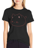 Cute Cat Blob Graphic Tee - Soft Cotton Blend