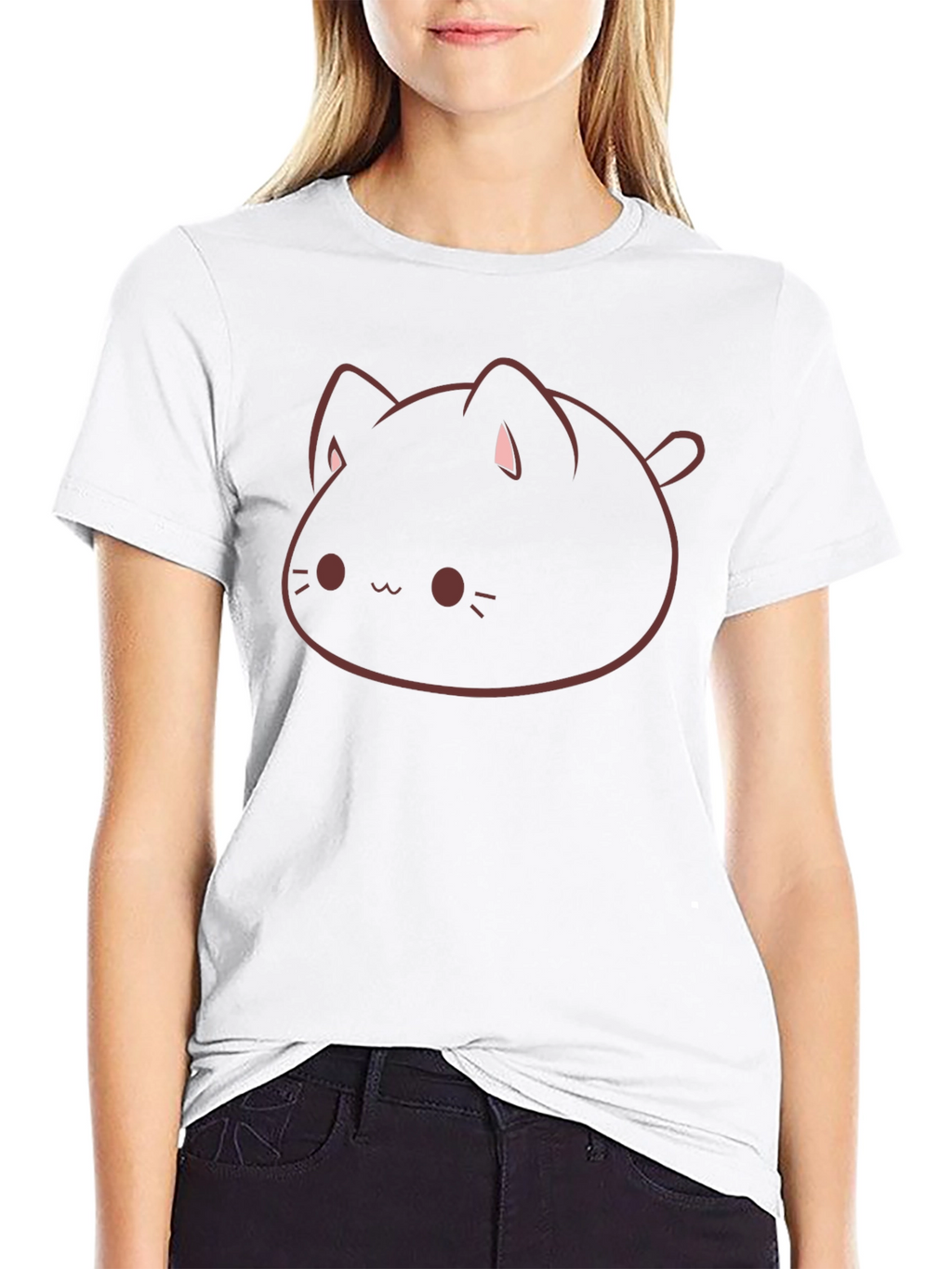 Cute Cat Blob Graphic Tee - Soft Cotton Blend