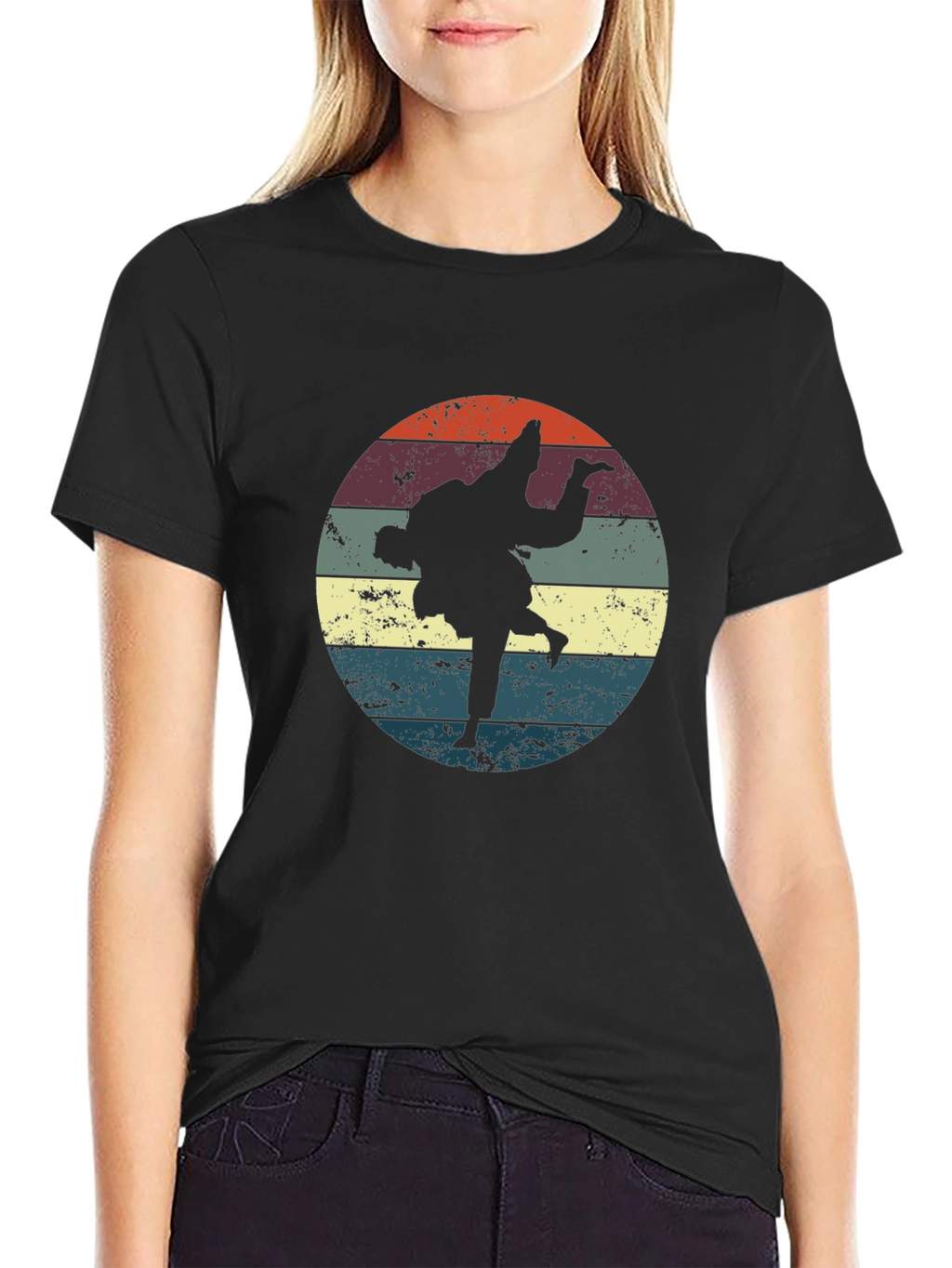 Retro Judo Throw Black T-Shirt