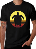 Sunset Turtle Graphic Tee - Retro Style Black T-Shirt
