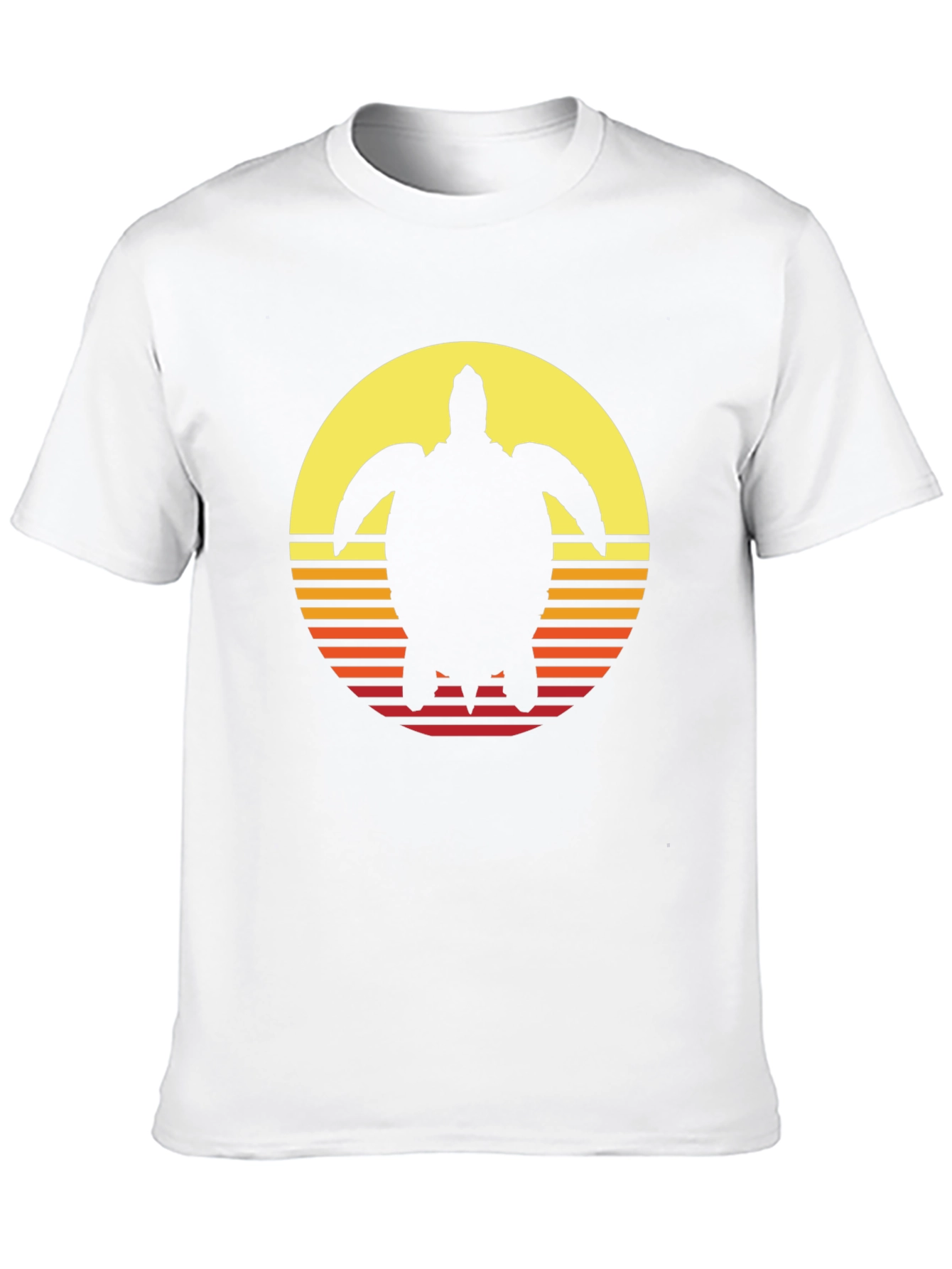 Sunset Turtle Graphic Tee - Retro Style Black T-Shirt