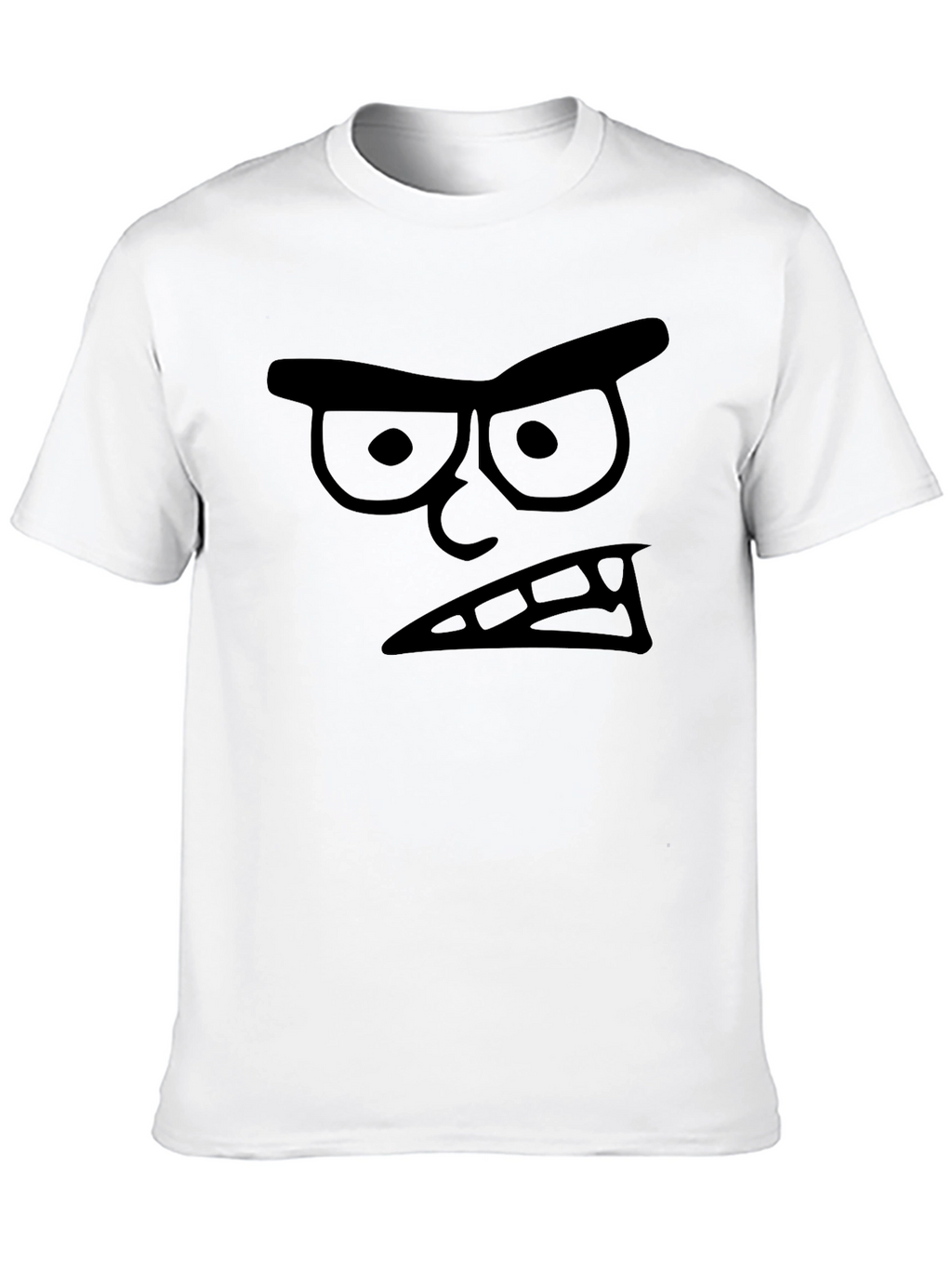 Angry Cartoon Face Black T-Shirt