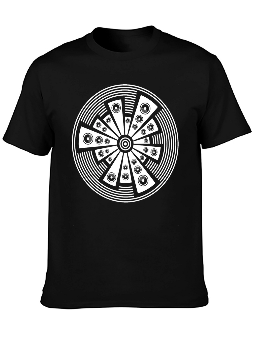 Abstract Circle Graphic Print Black T-Shirt