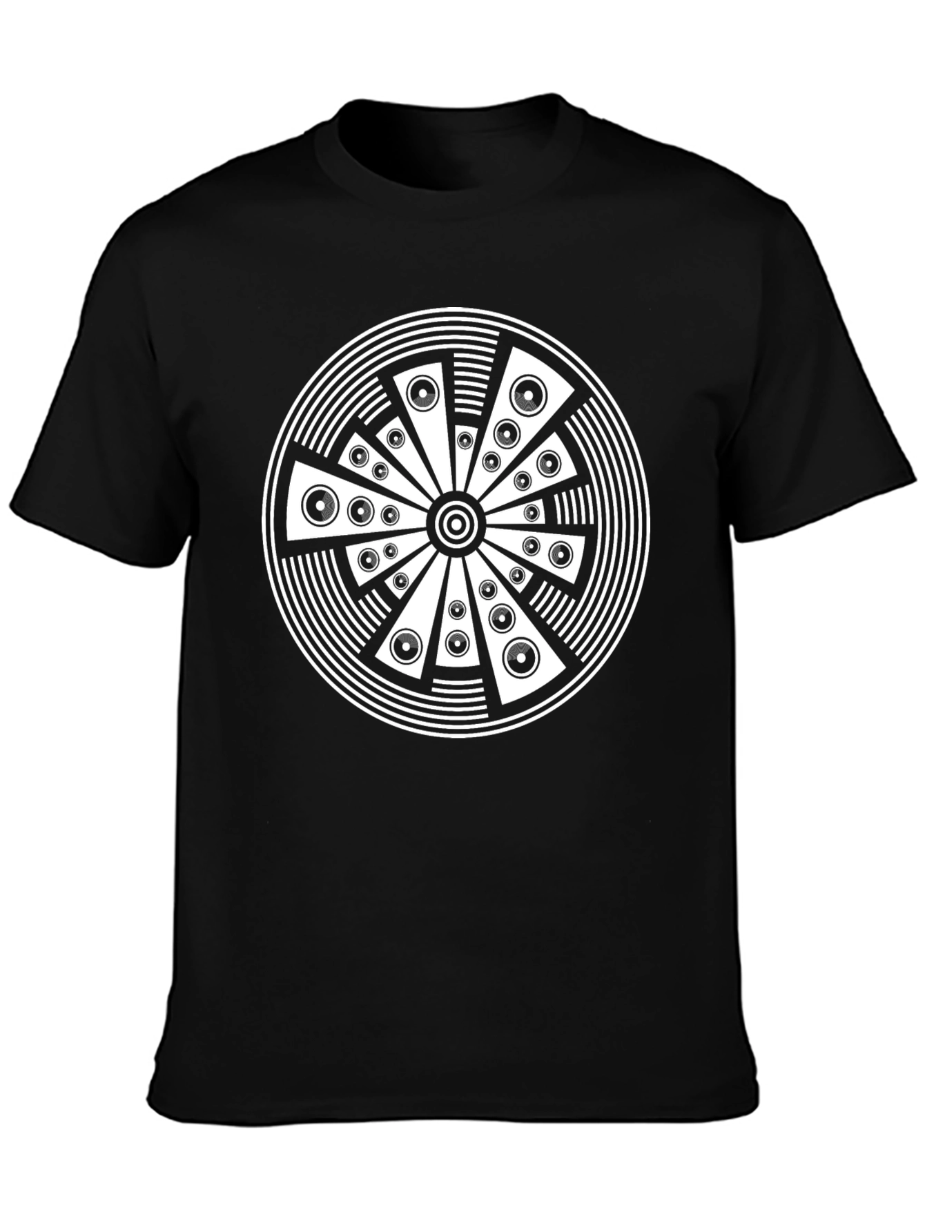 Abstract Circle Graphic Print Black T-Shirt