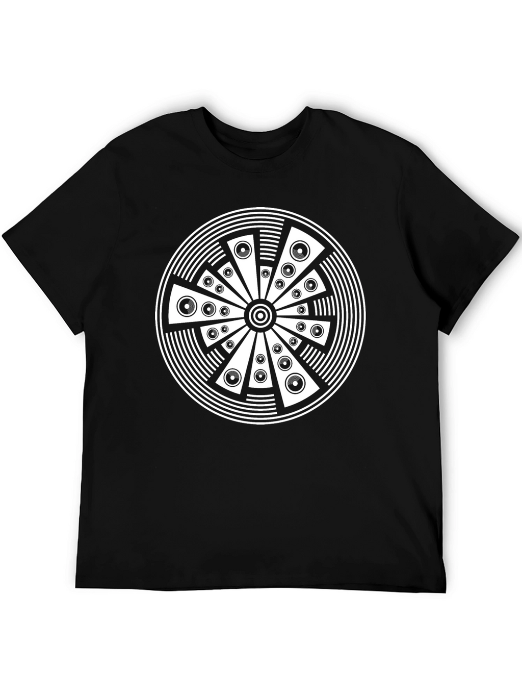 Abstract Circle Graphic Print Black T-Shirt