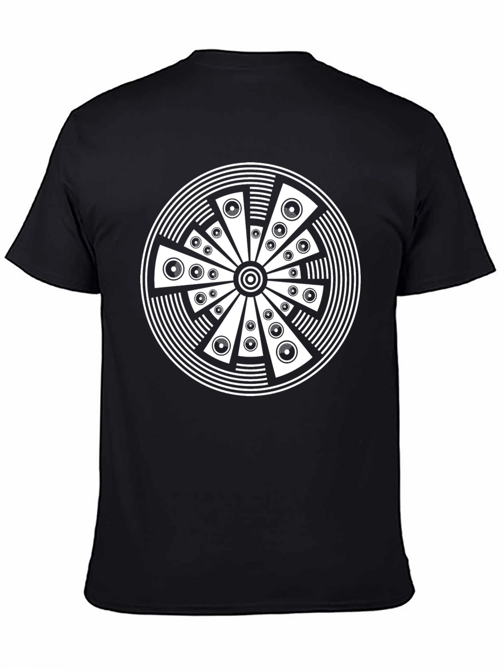 Abstract Circle Graphic Print Black T-Shirt