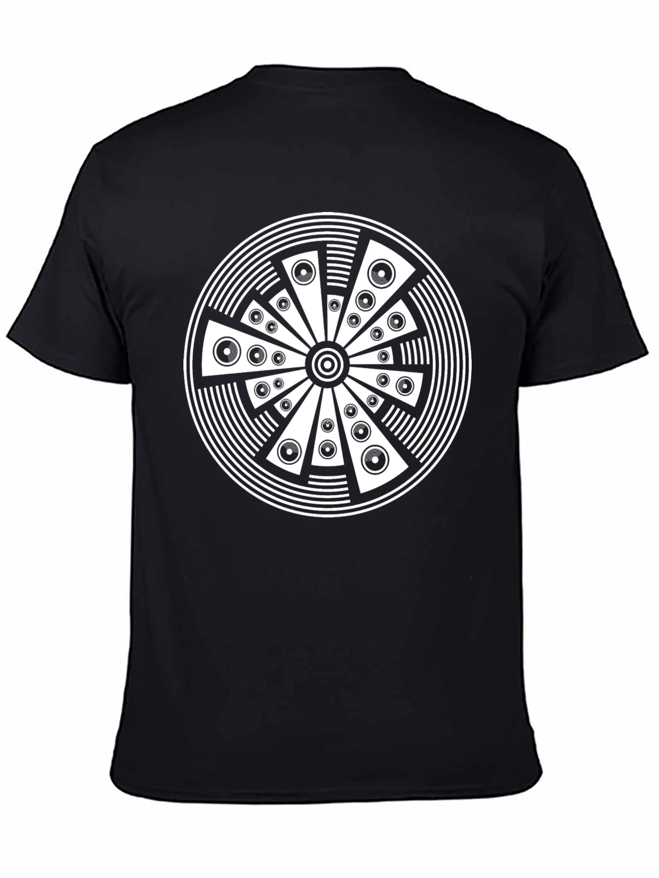 Abstract Circle Graphic Print Black T-Shirt
