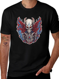 Skull with Horns Graphic Print Tee - Unisex