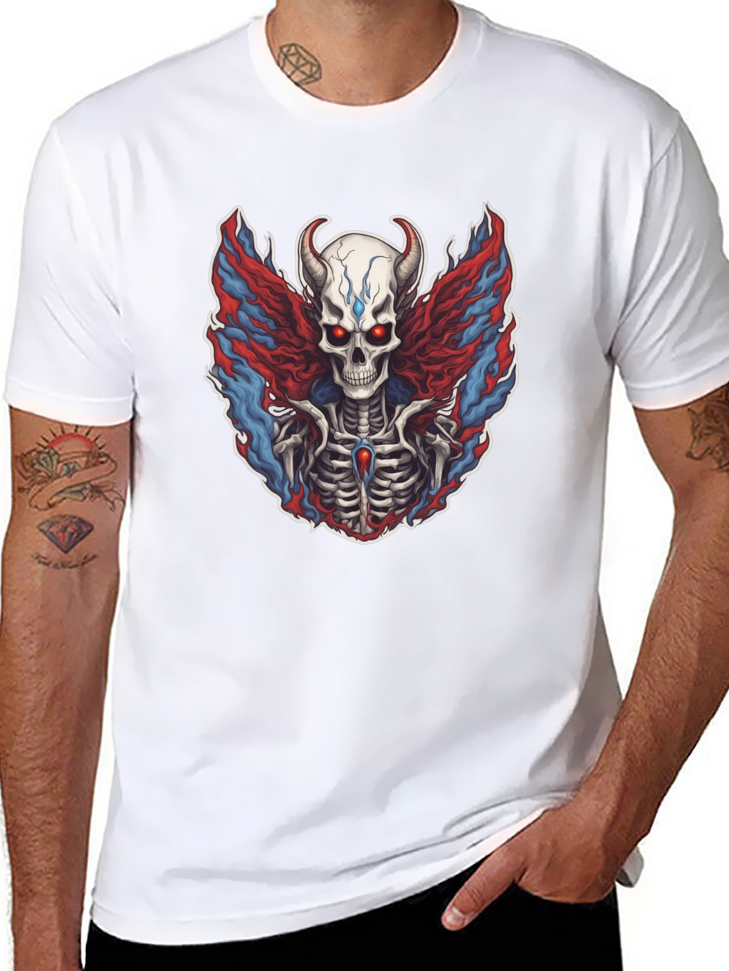 Skull with Horns Graphic Print Tee - Unisex