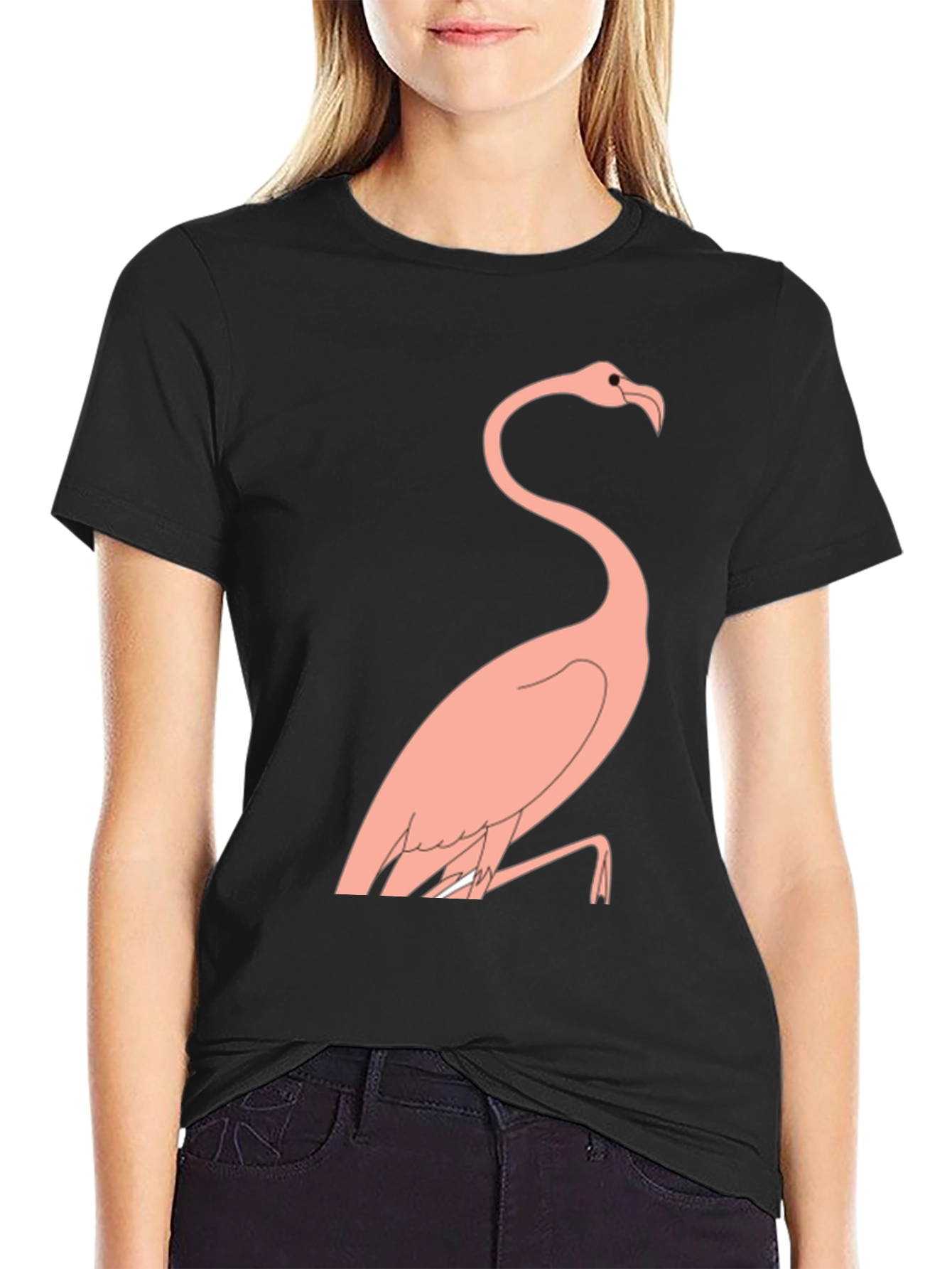 Mens Black T-Shirt with Flamingo Design