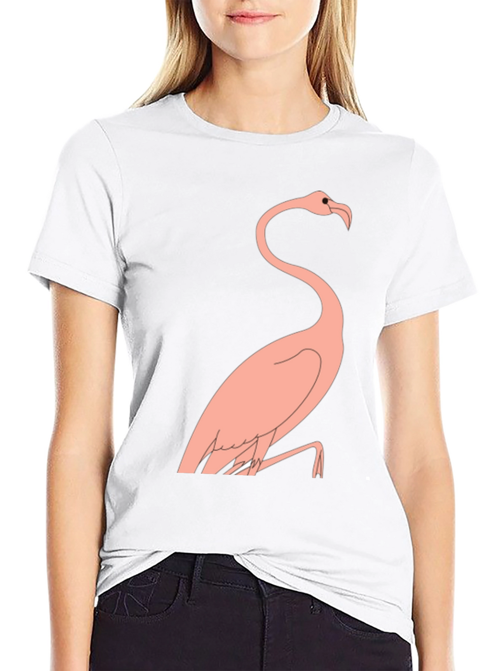 Mens Black T-Shirt with Flamingo Design