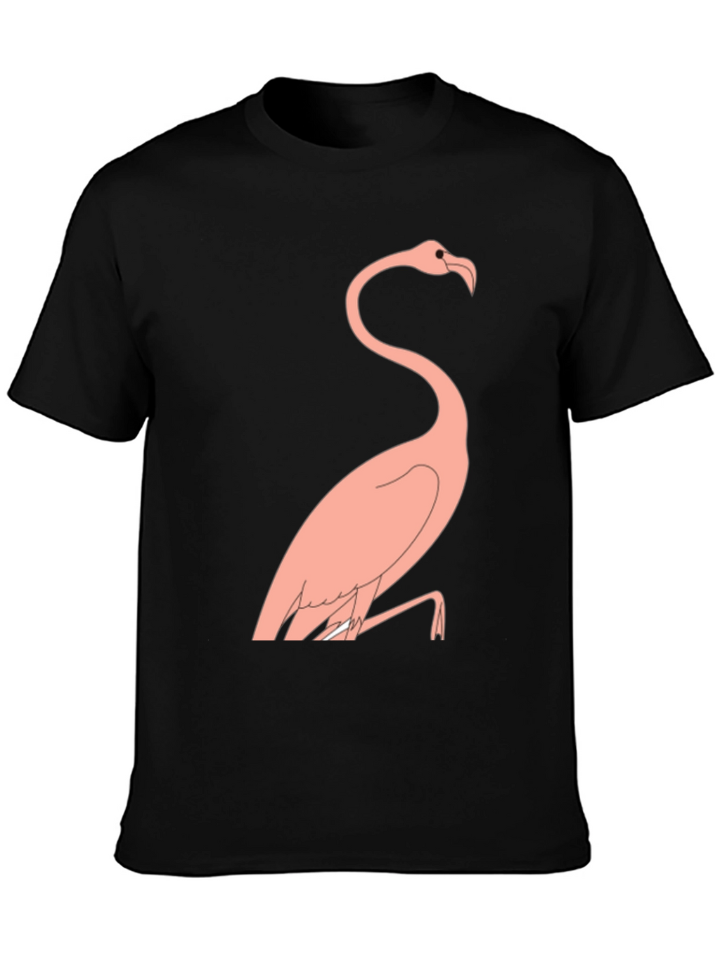 Mens Black T-Shirt with Flamingo Design