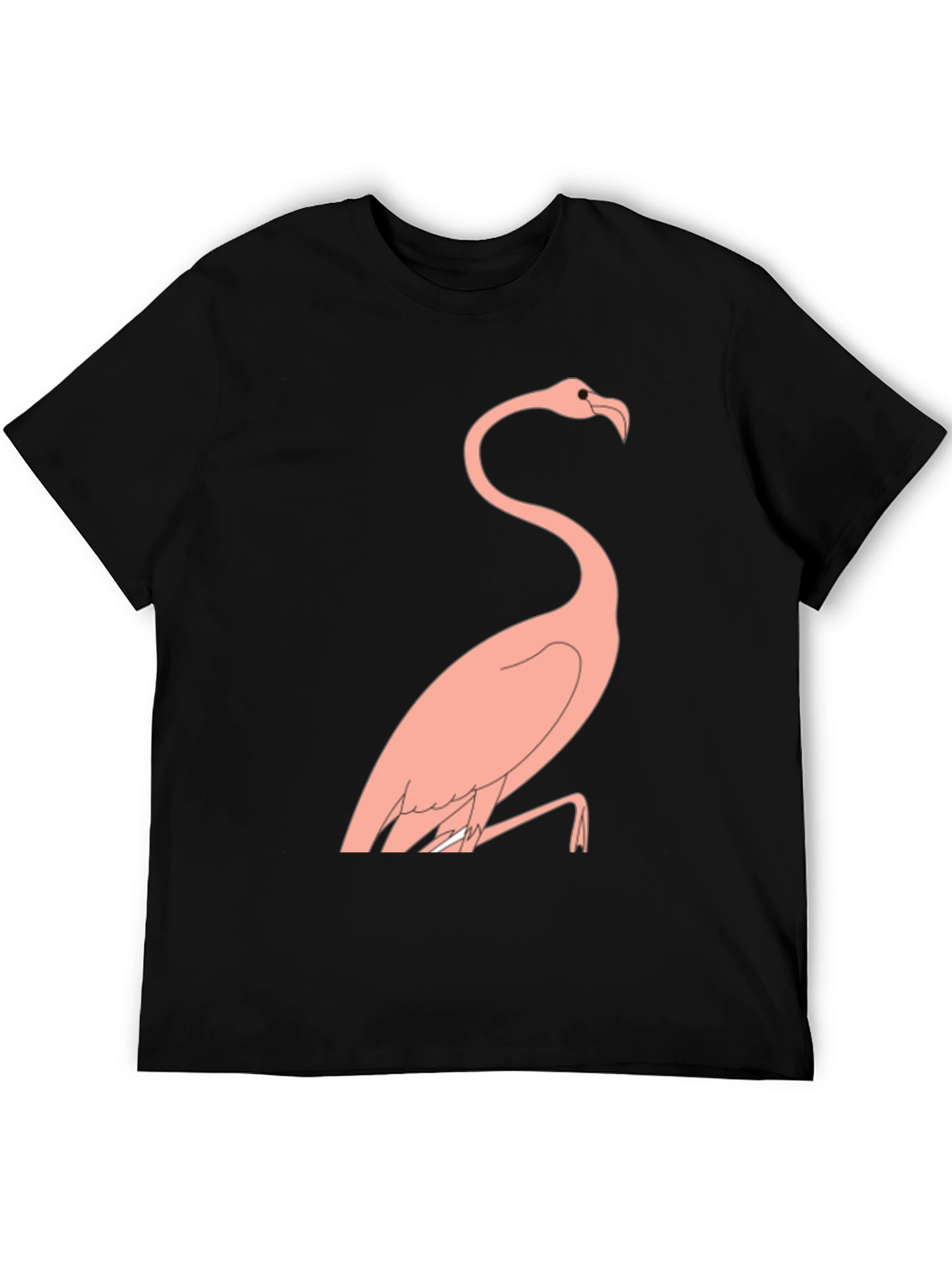 Mens Black T-Shirt with Flamingo Design