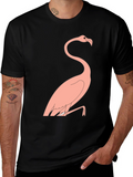 Mens Black T-Shirt with Flamingo Design