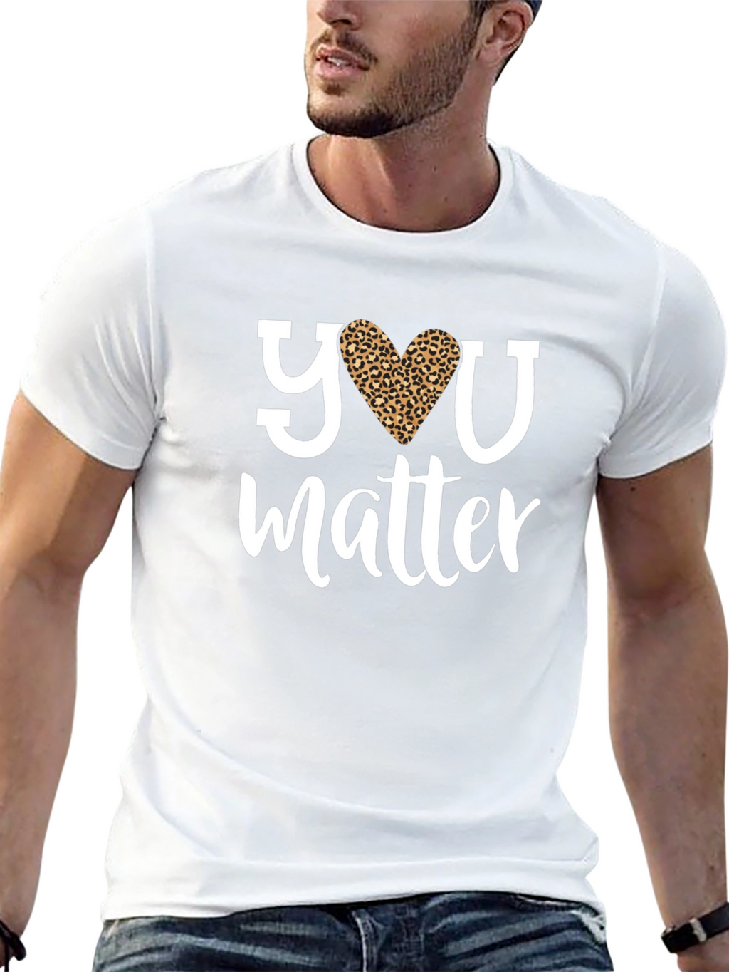 You Matter Leopard Heart Graphic Tee