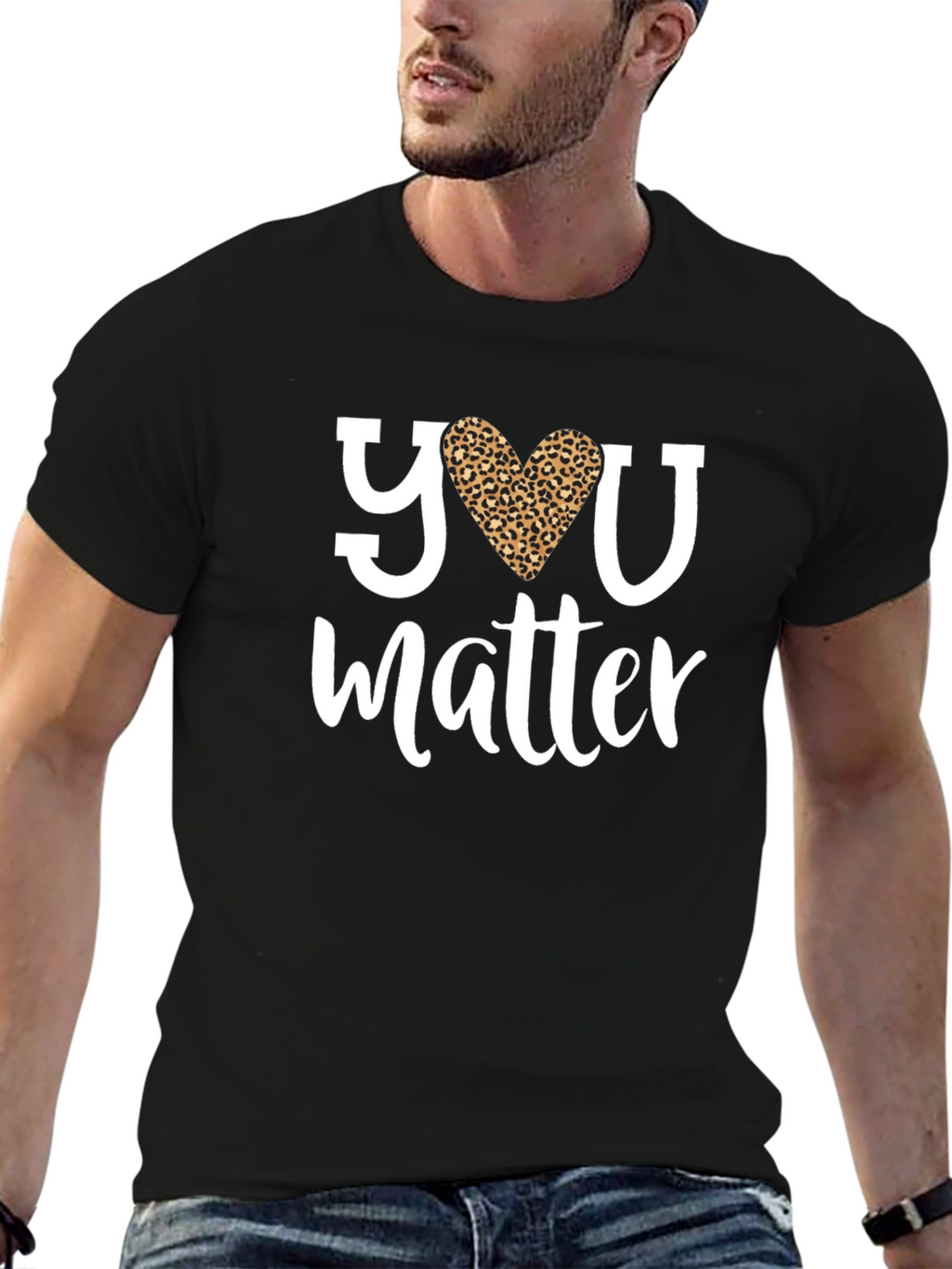 You Matter Leopard Heart Graphic Tee