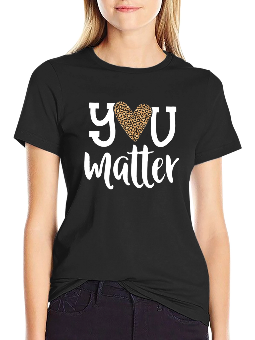 You Matter Leopard Heart Graphic Tee