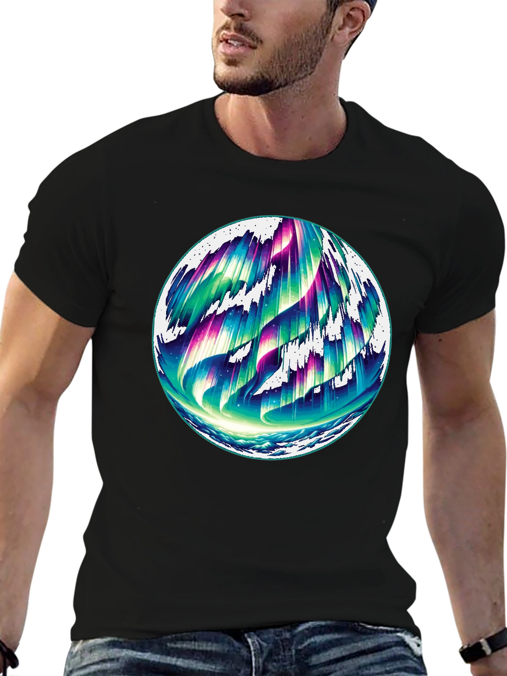 Northern Lights Graphic Black Tee
