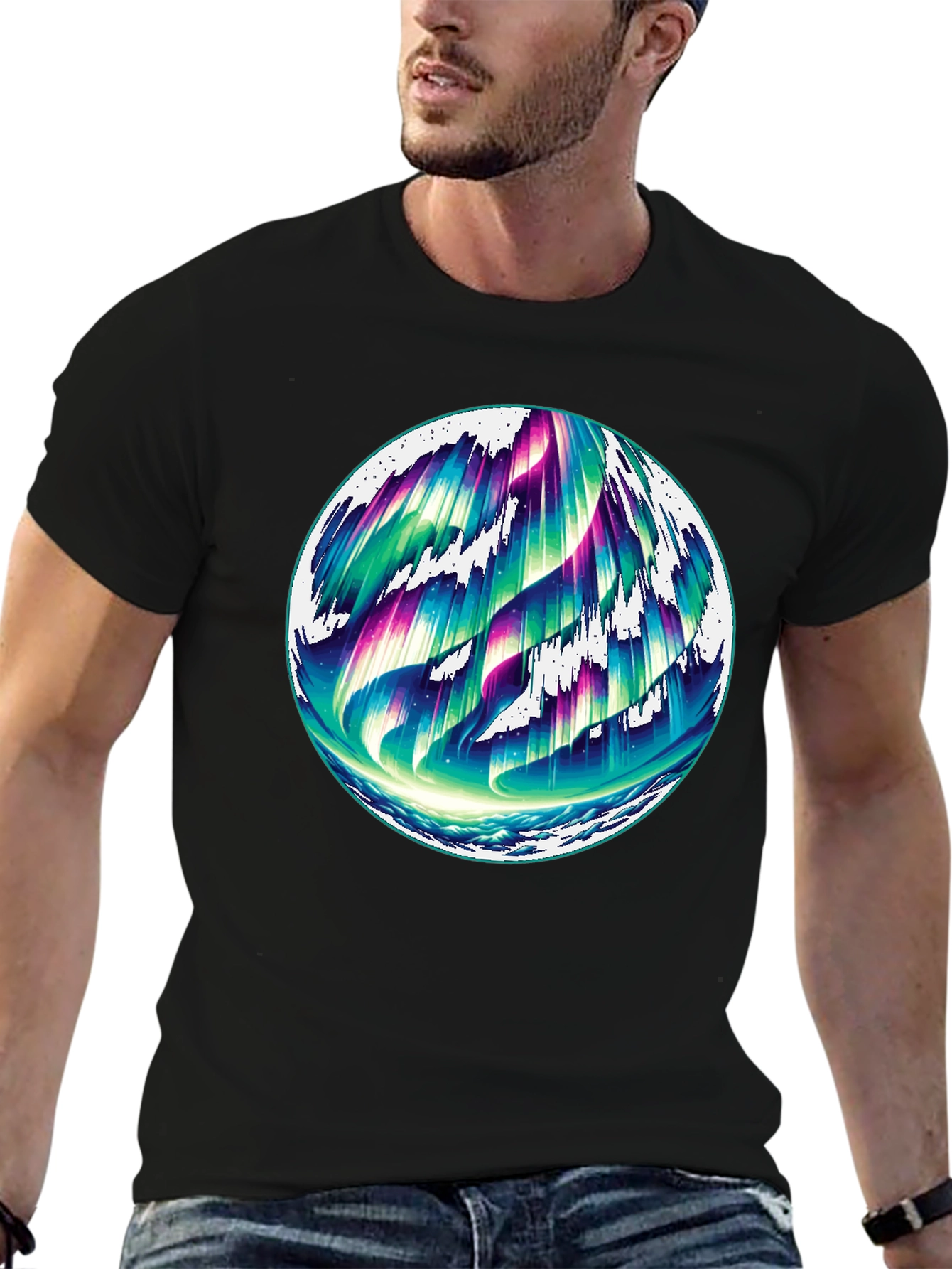Northern Lights Graphic Black Tee