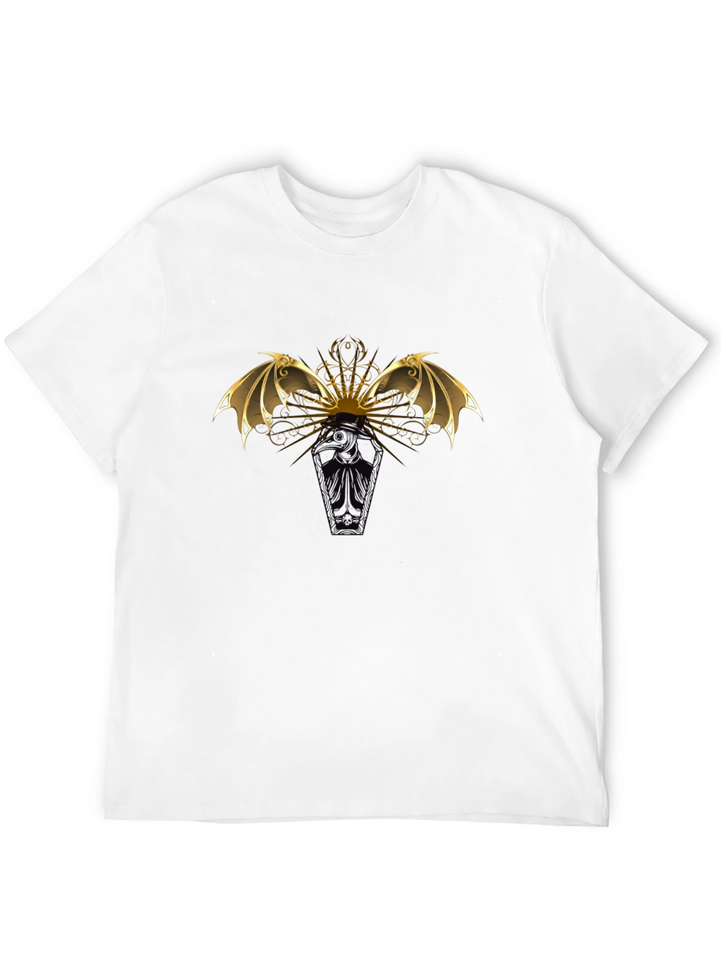 Gothic Bat Wing Coffin T-Shirt - Black