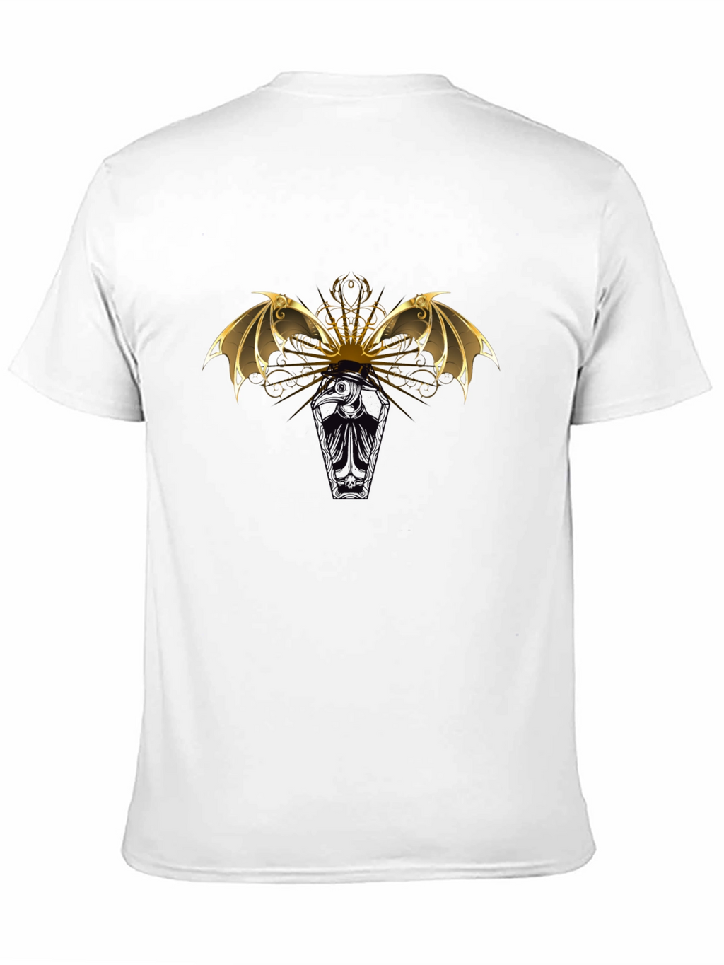 Gothic Bat Wing Coffin T-Shirt - Black