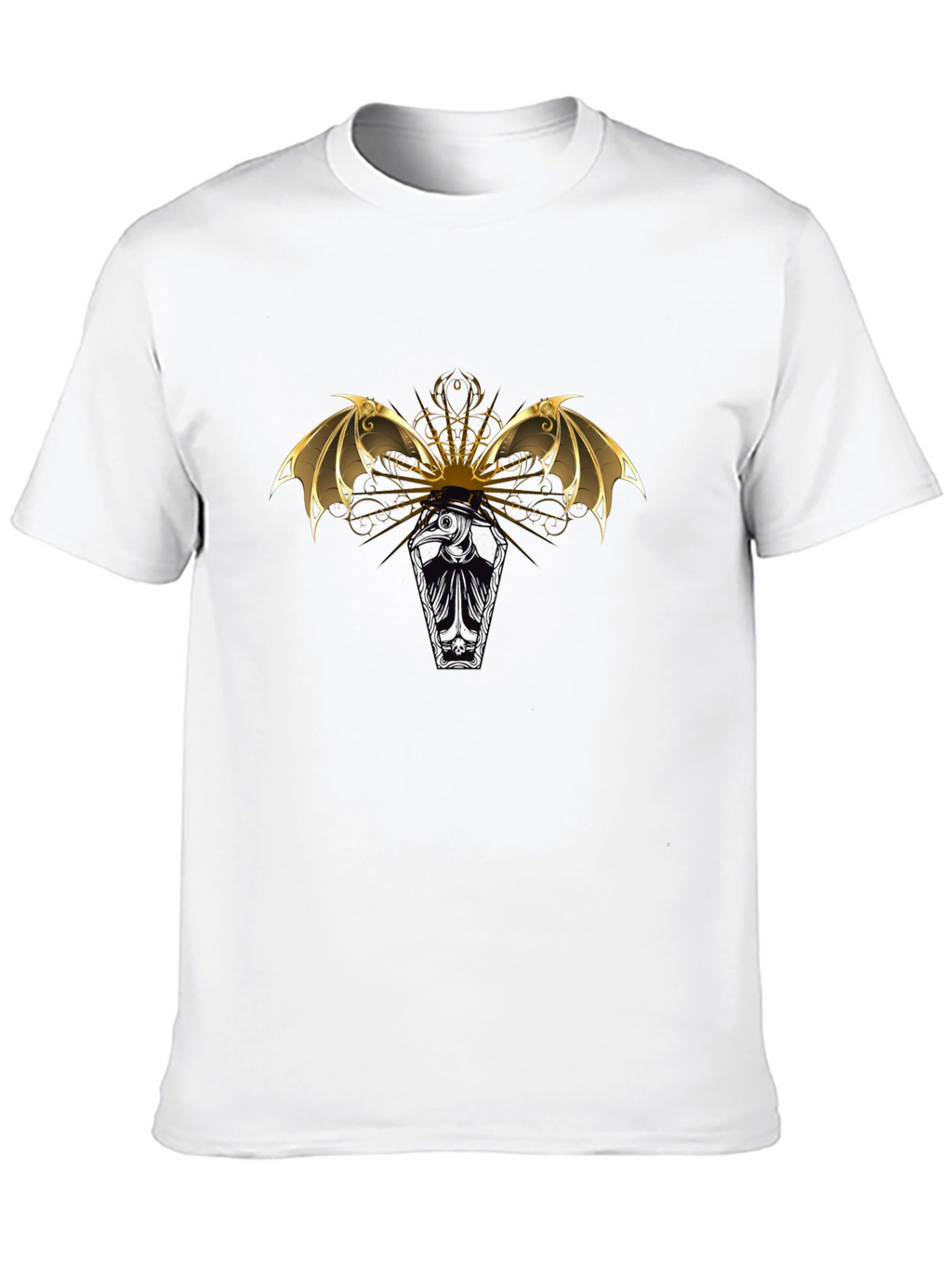 Gothic Bat Wing Coffin T-Shirt - Black