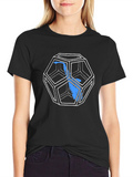Geometric Icosahedron Graphic Tee - Black