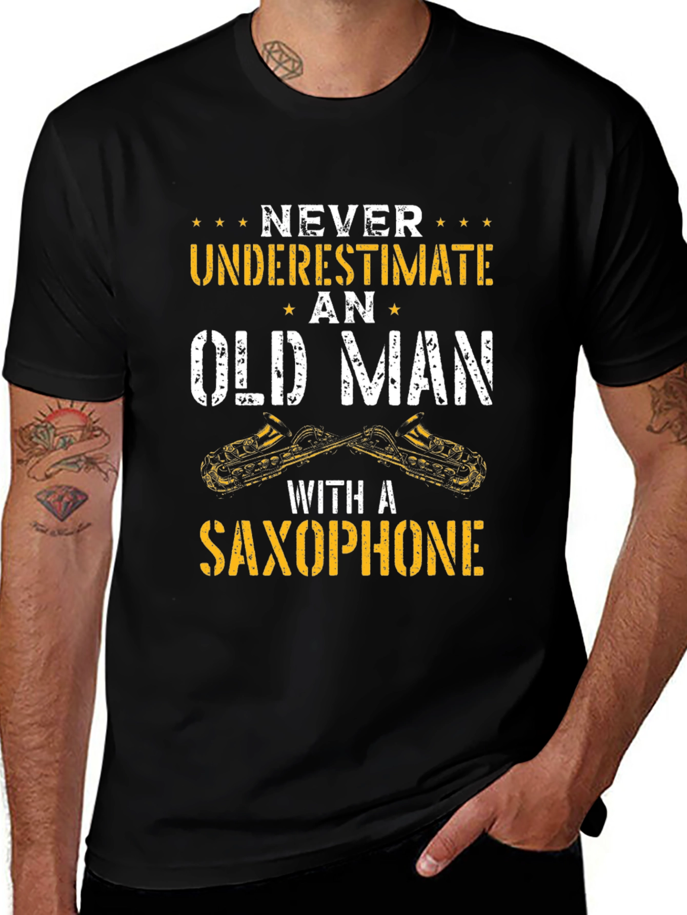 Never Underestimate Old Man Saxophone T-Shirt